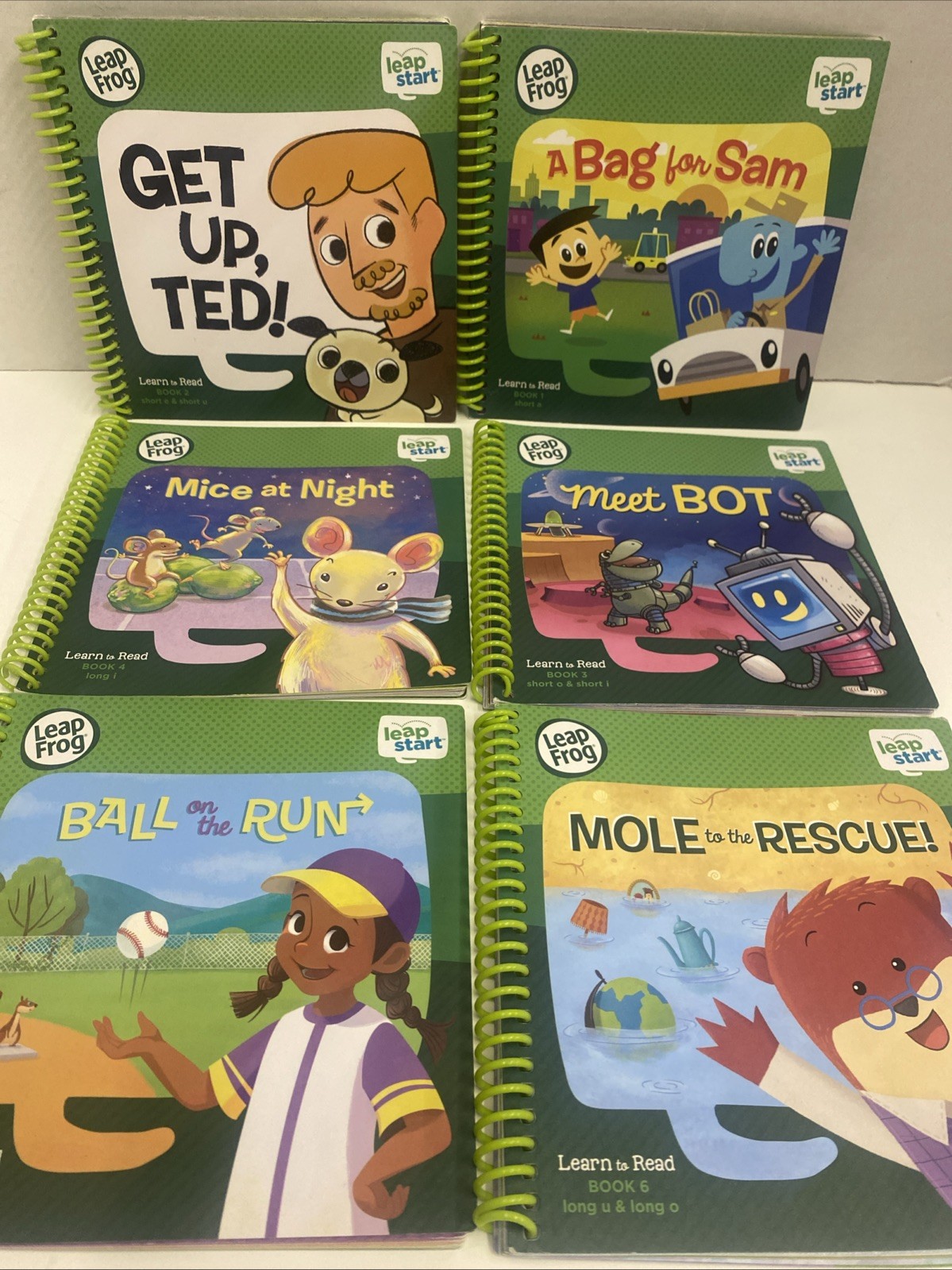 LeapFrog LeapStart Learn to Read Volume 1 Book Lot 1–6 Interactive Phonics Vowel