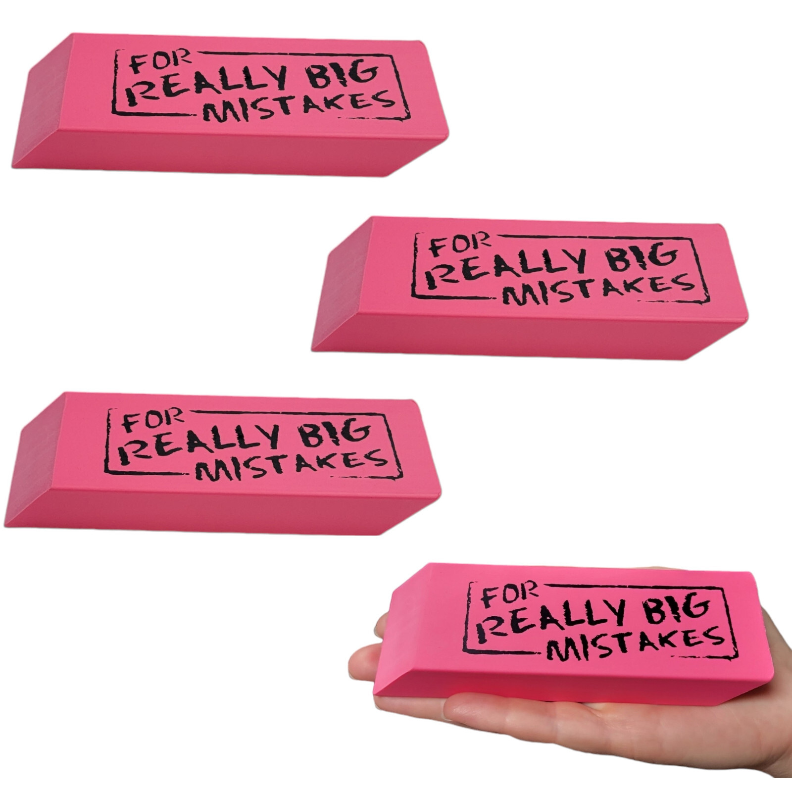 Jumbo Big “For Really Big Mistakes” Wedge Pink Erasers (5.5″ x 2″) Large Pencil