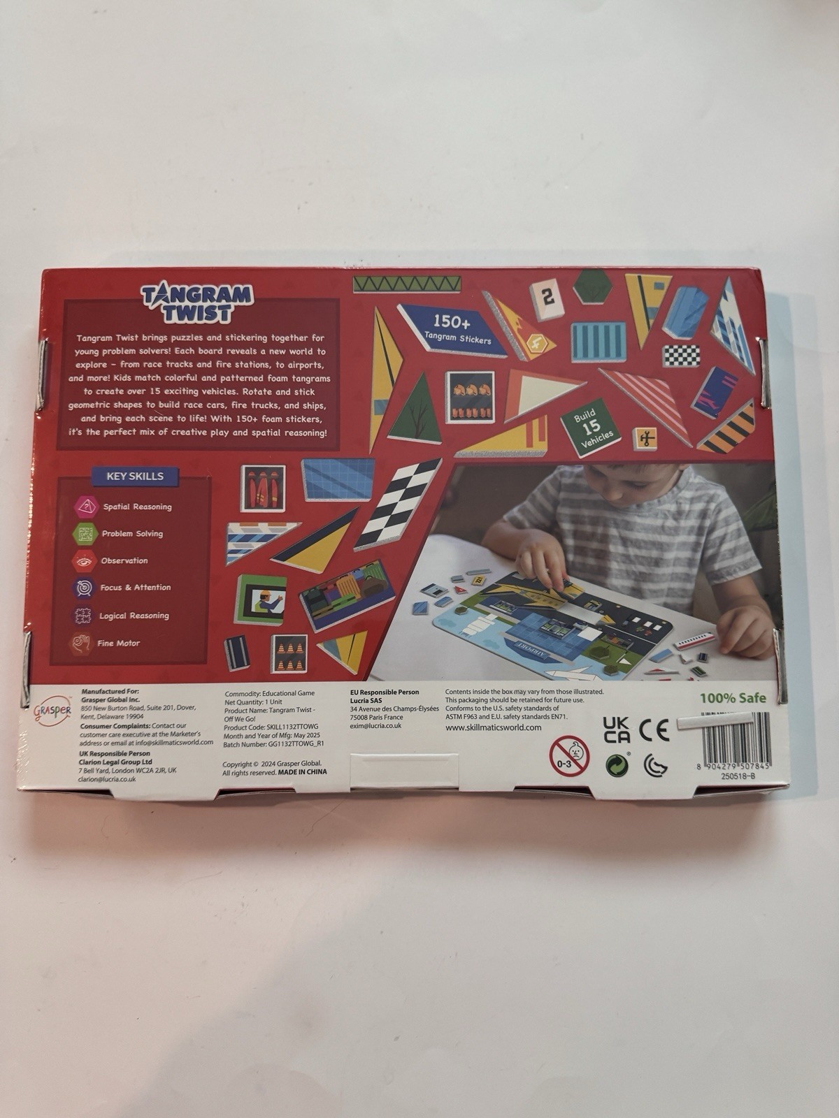 Skillmatics Tangram Sticker Puzzles 150+ Foam Stickers Ages 4-7 New Sealed