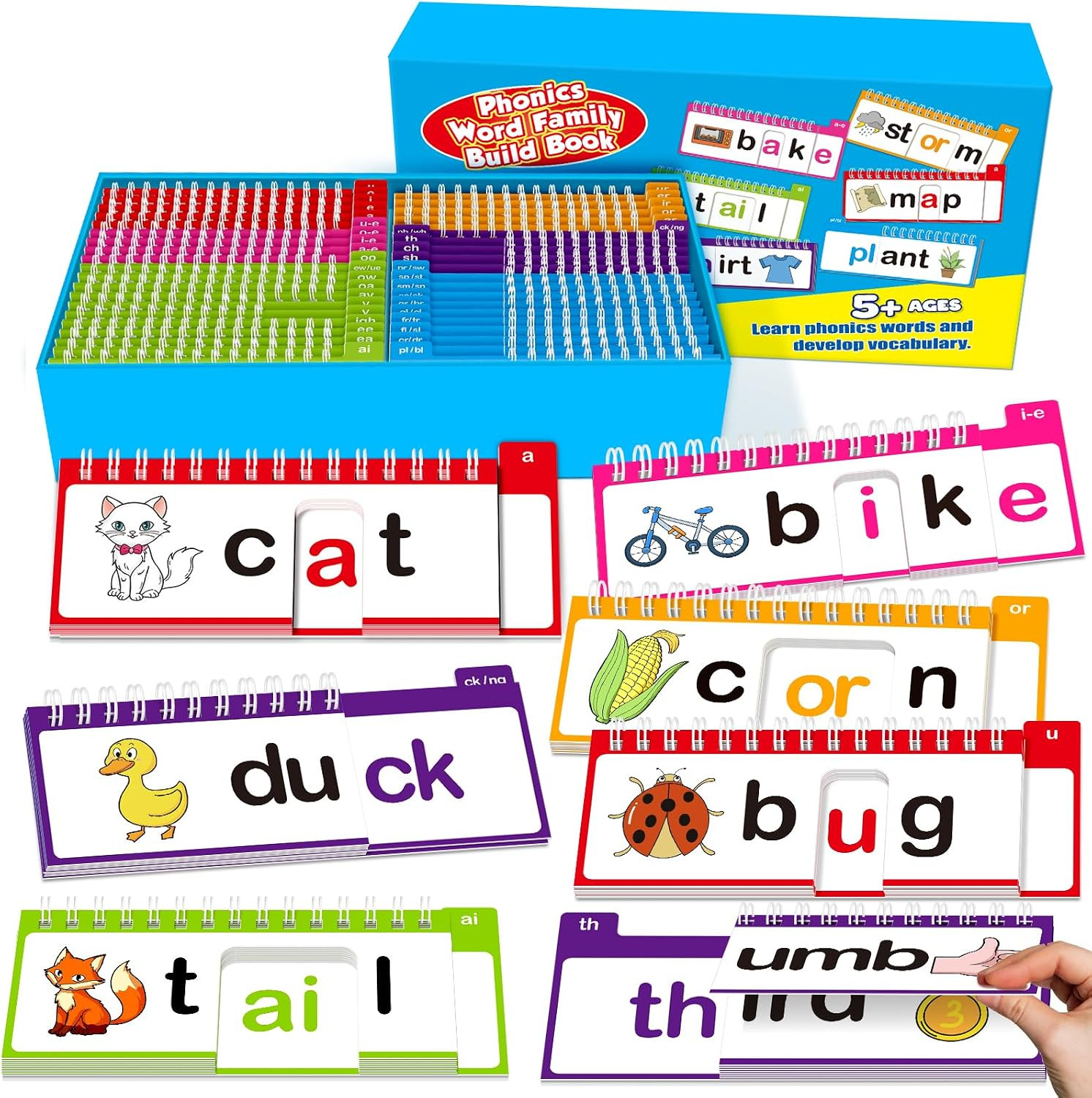 40 Read and Rhyme Flip Books,Phonics Word Family Build Book Learn to Read Phonic
