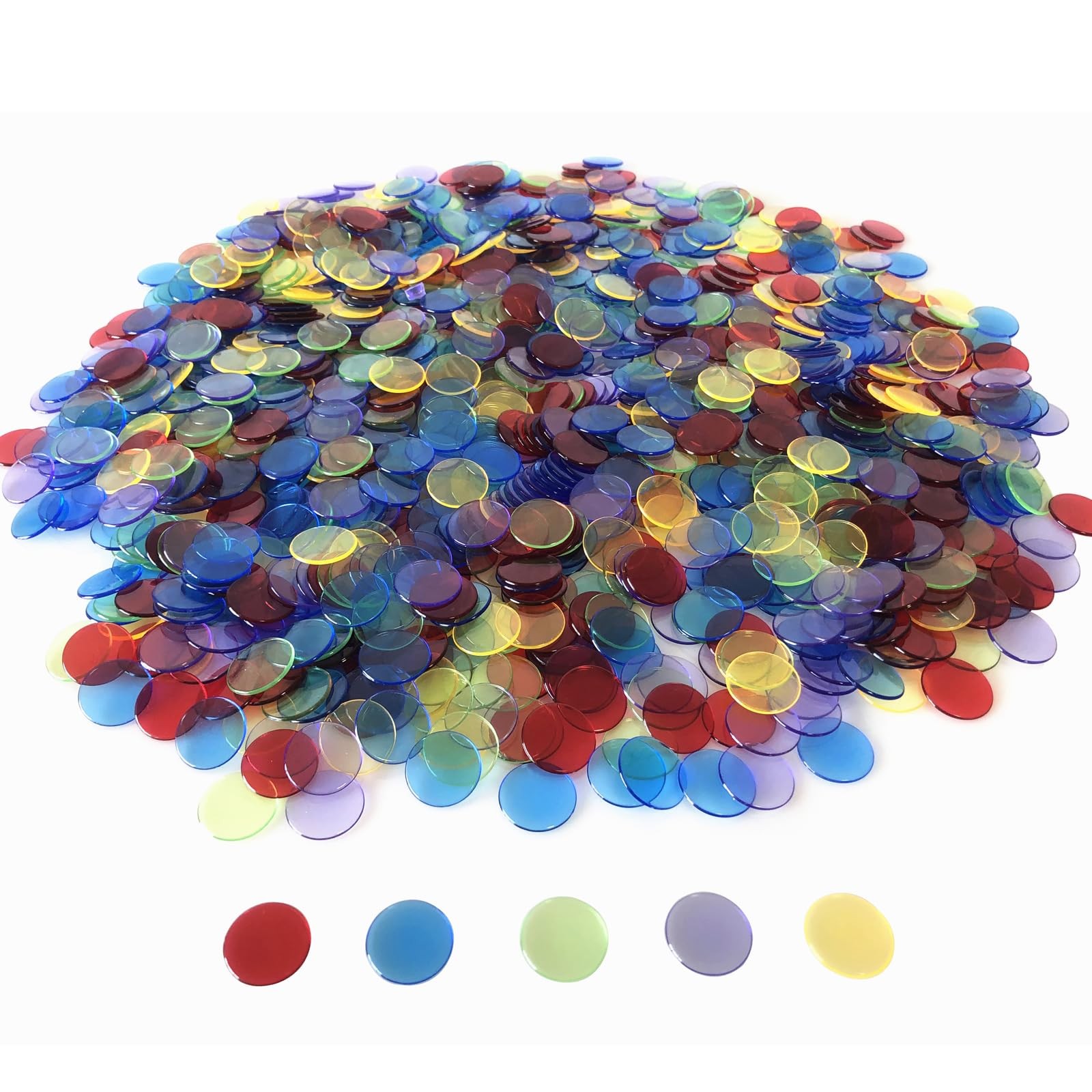 1000 Bingo Chips Markers Tokens – Plastic Discs Chip Counters for Bingo Game Set