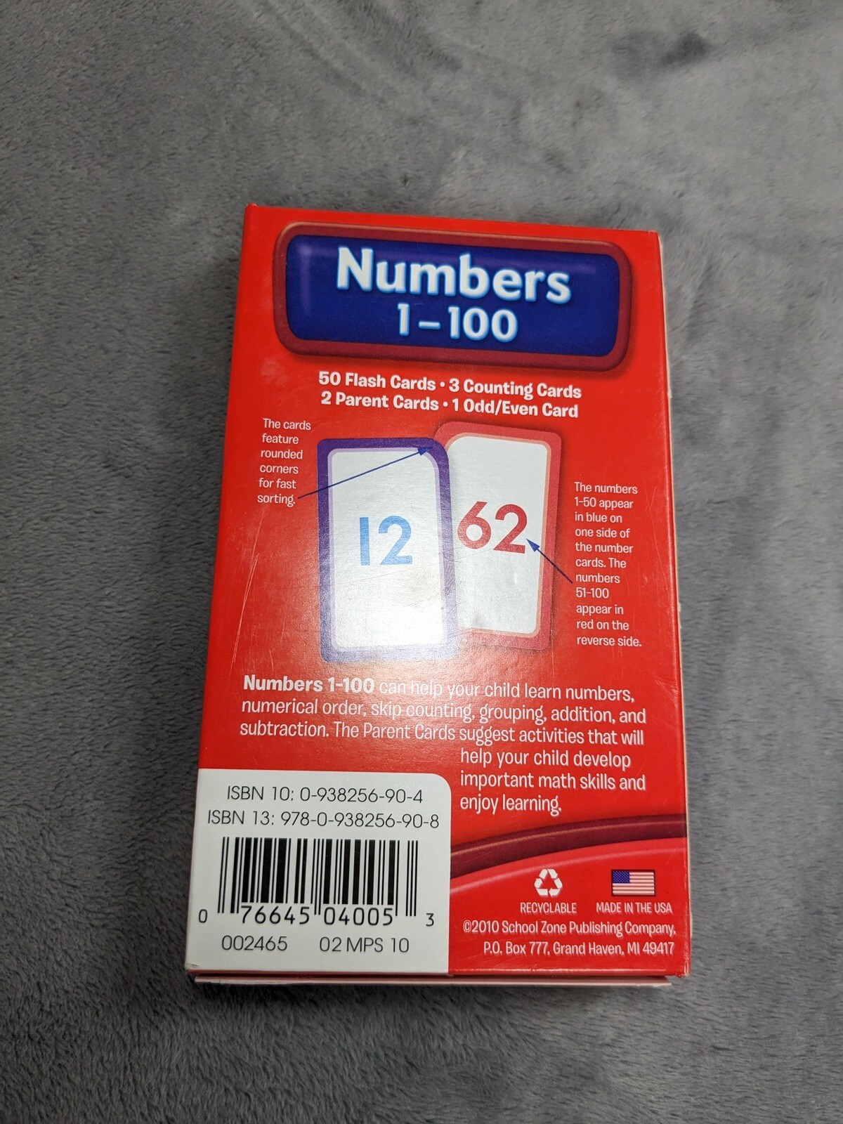 School Zone Numbers Flash Cards Ages 4 Up Early Learning Counting Numbers