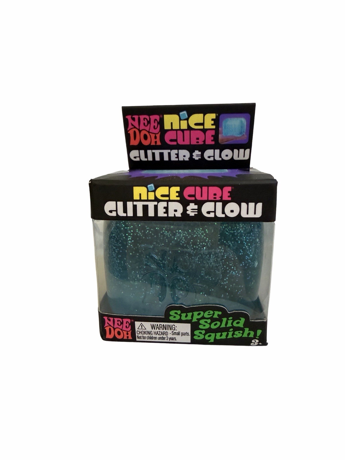 Needoh Nice Cube Glitter & Glow Factory Sealed In Box-BLUE
