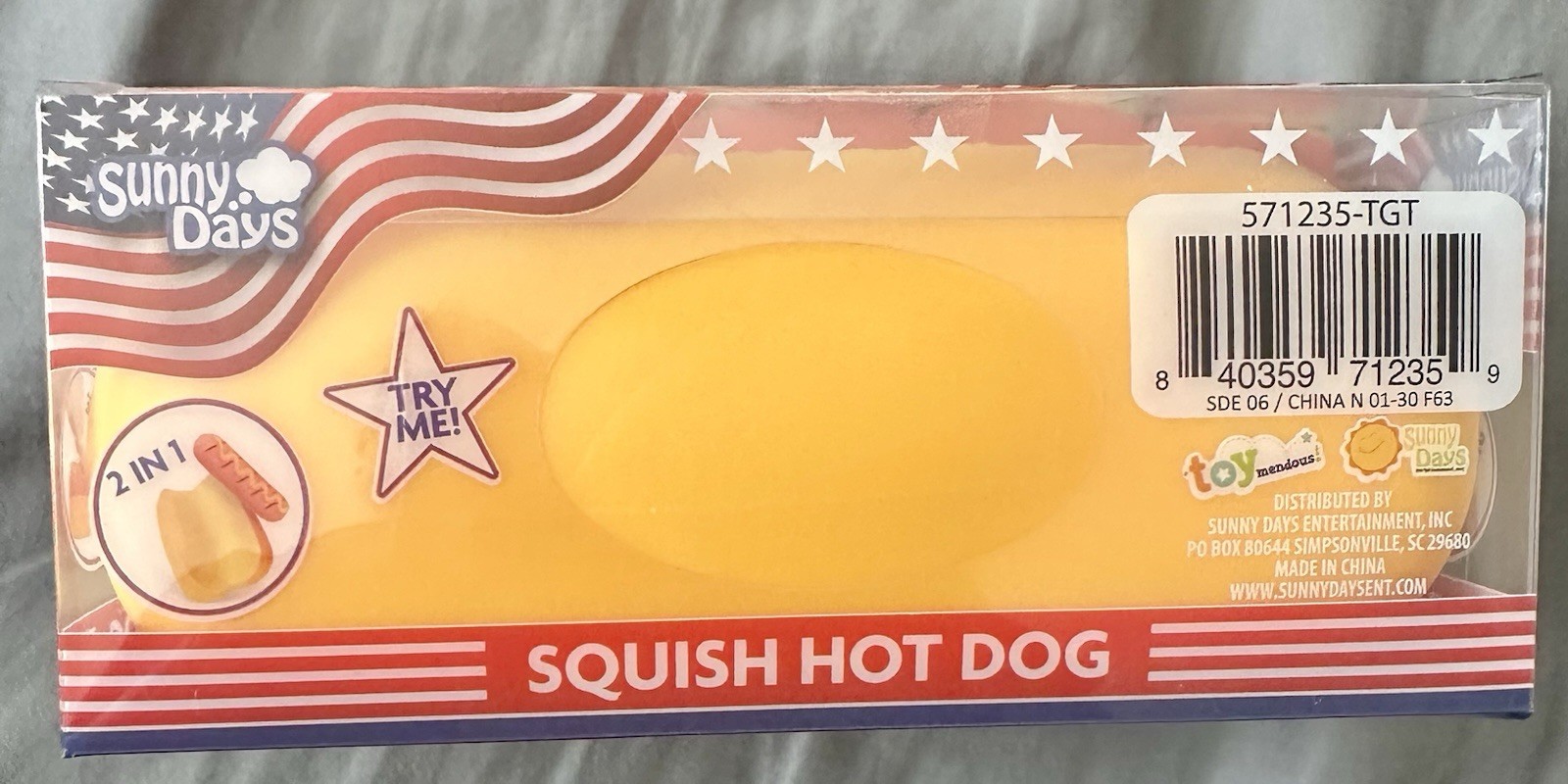 TOYMENDOUS SUNNY DAYS SQUISH HOT DOG Viral Summer Squishy Toy 2026 4th Of July