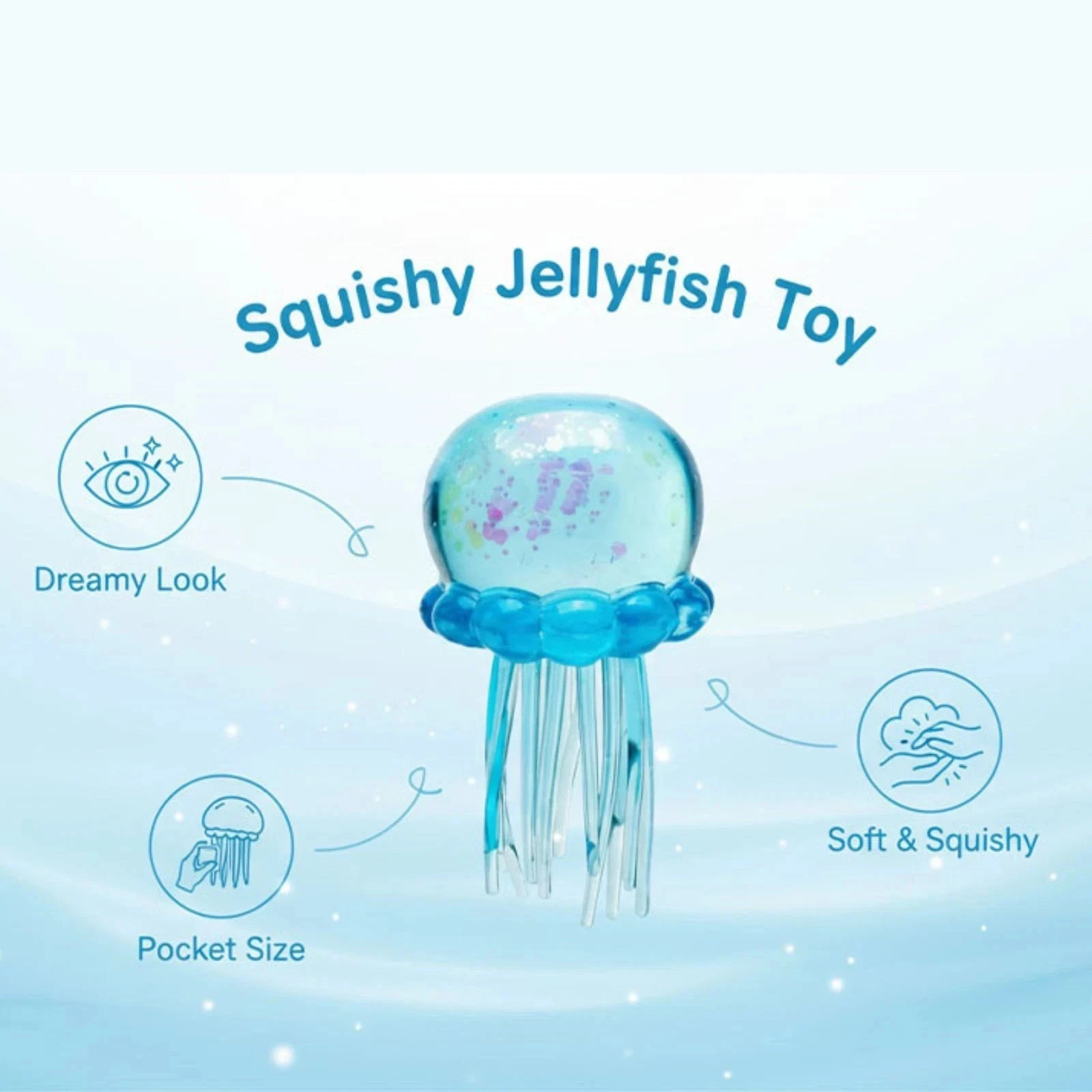 Not NeeDoh Jellyfish Jelly Squish Stress Toy Fidget Sensory Squeeze Squishy