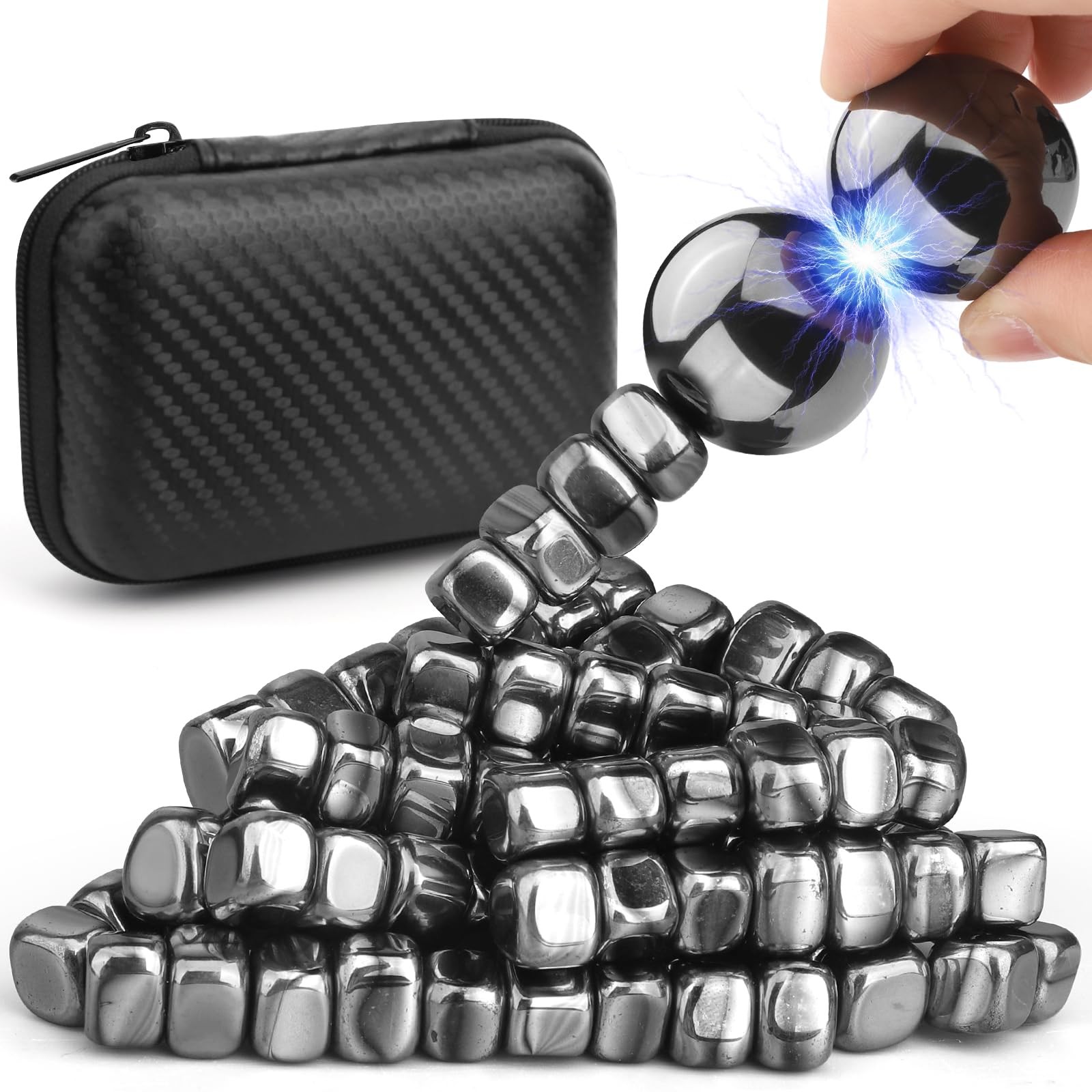 Cool Fidget Magnet Ferrite Rock for Adults, Mangetic Small, Black