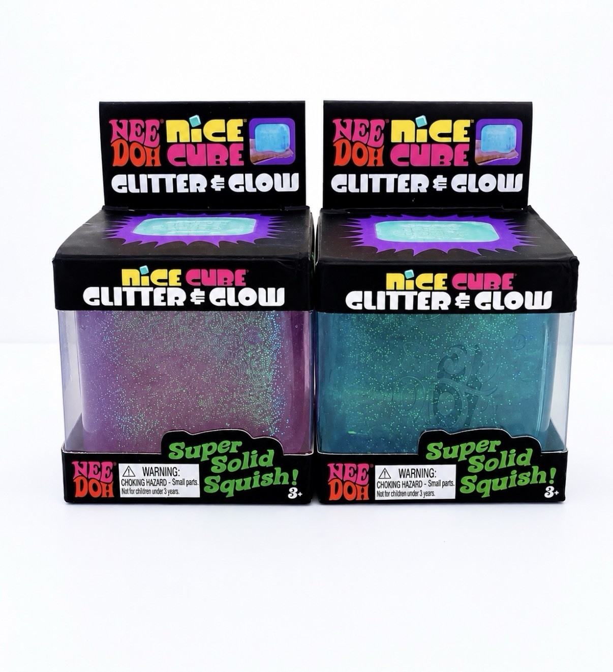 Needoh Nice Cube Glitter And Glow Lot Of 2 💙💜