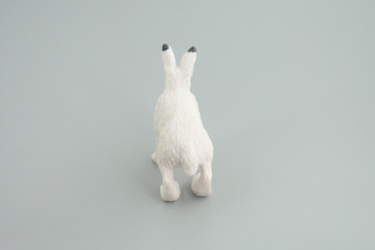 White Rabbit Toy, Arctic Hare, Hand Painted Rubber Toy 2.5 Inches CH876 BB199