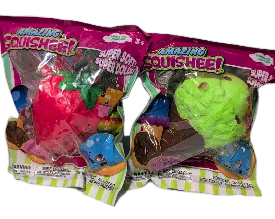 Amazing Squishee Strawberry & Ice Cream Cone Series 2 Soft Foam Slow Rise Stress