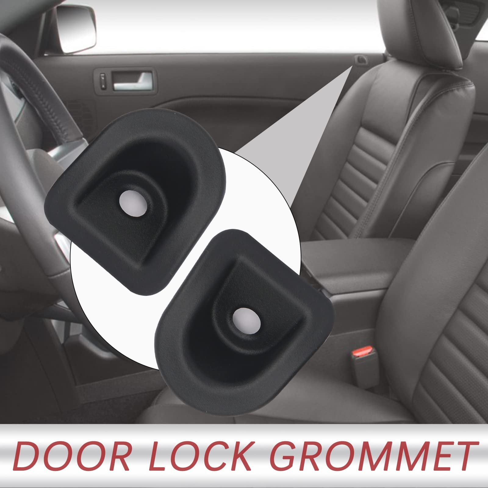 Door Lock Knob Bezel 05-14 Ford Mustang LH RH Black