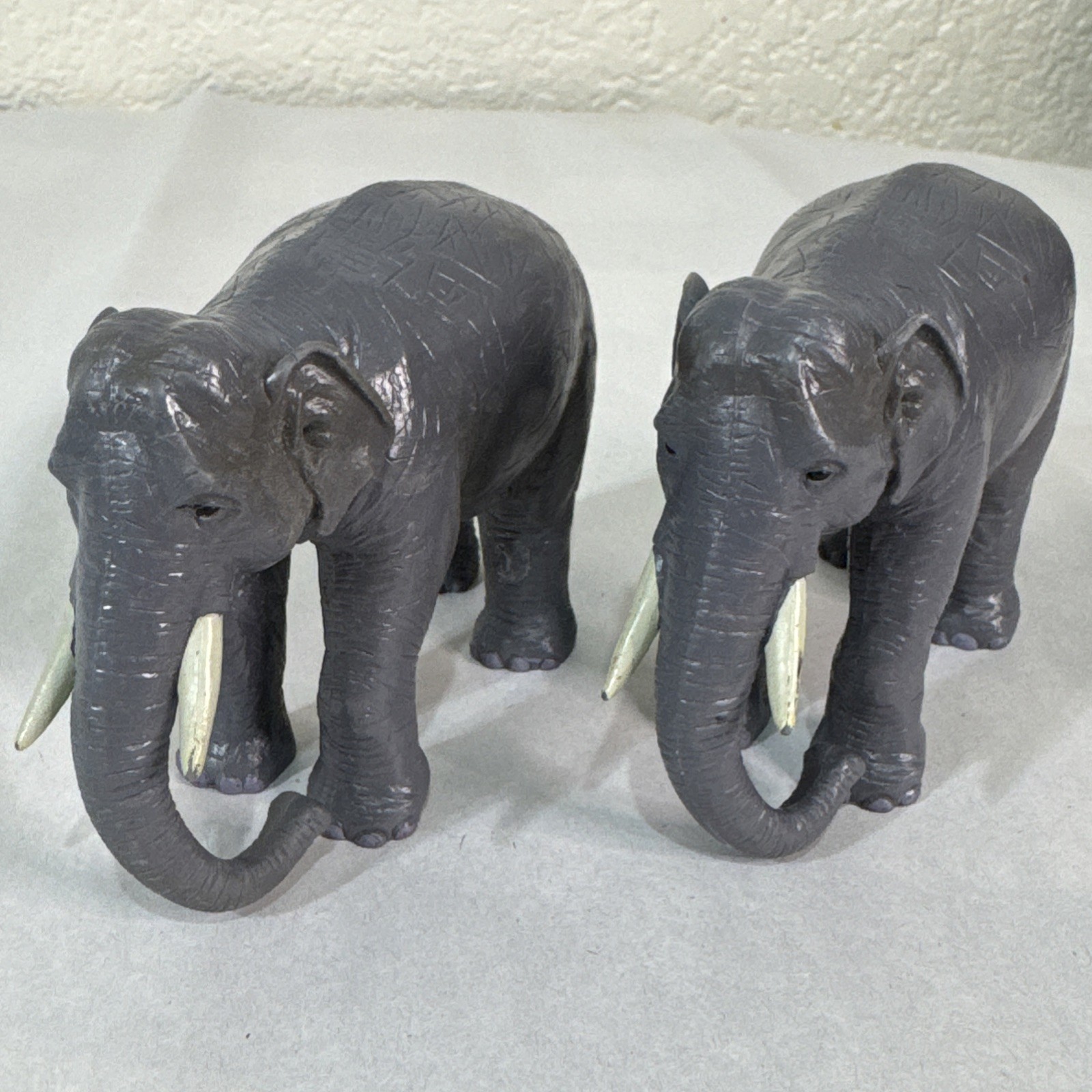 Terra by Battat Gray African Elephants Lot of 2 Lightly Used Hard Plastic Toy