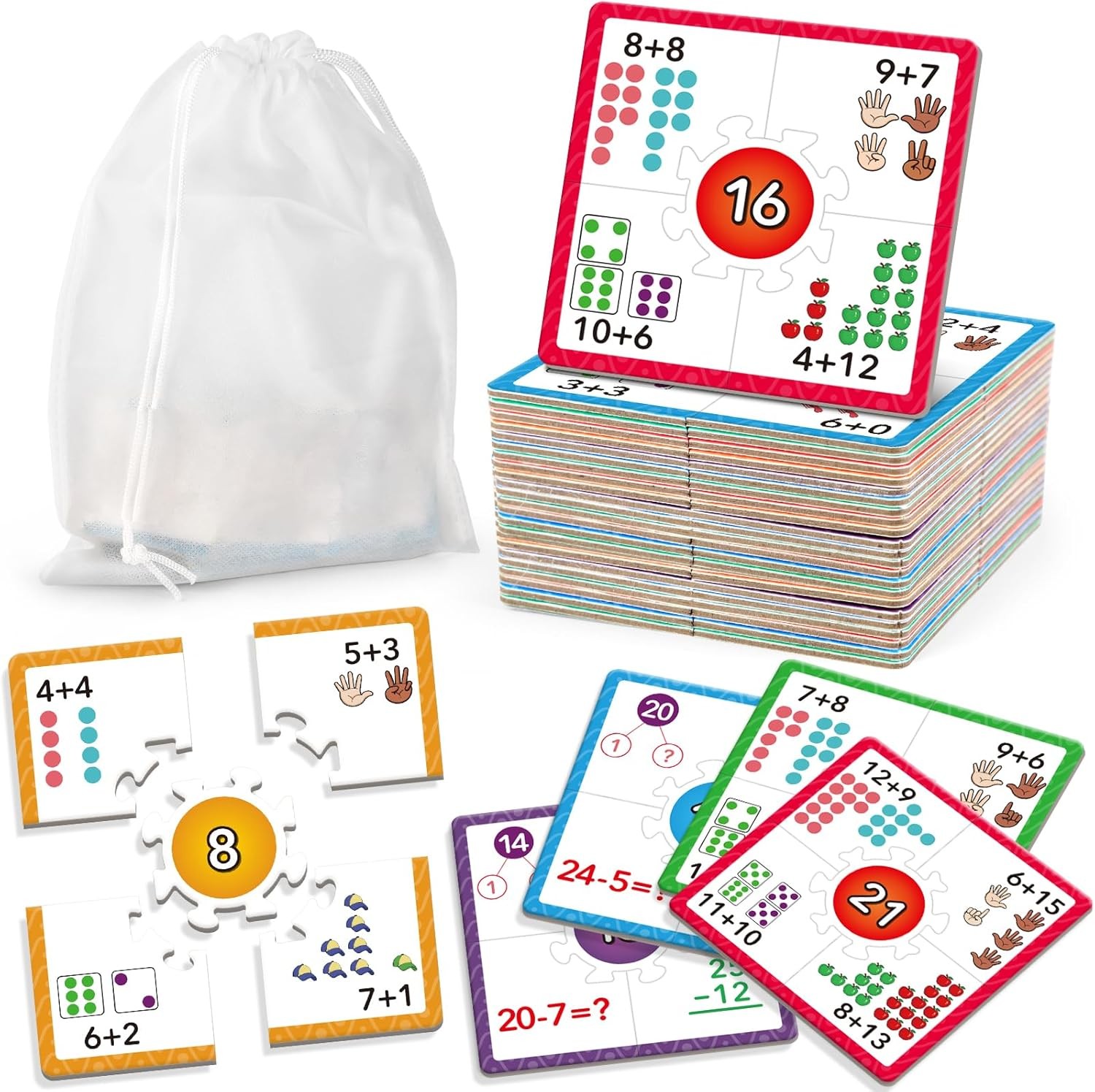 Torlam Addition Subtraction Puzzle Cards Math Game K