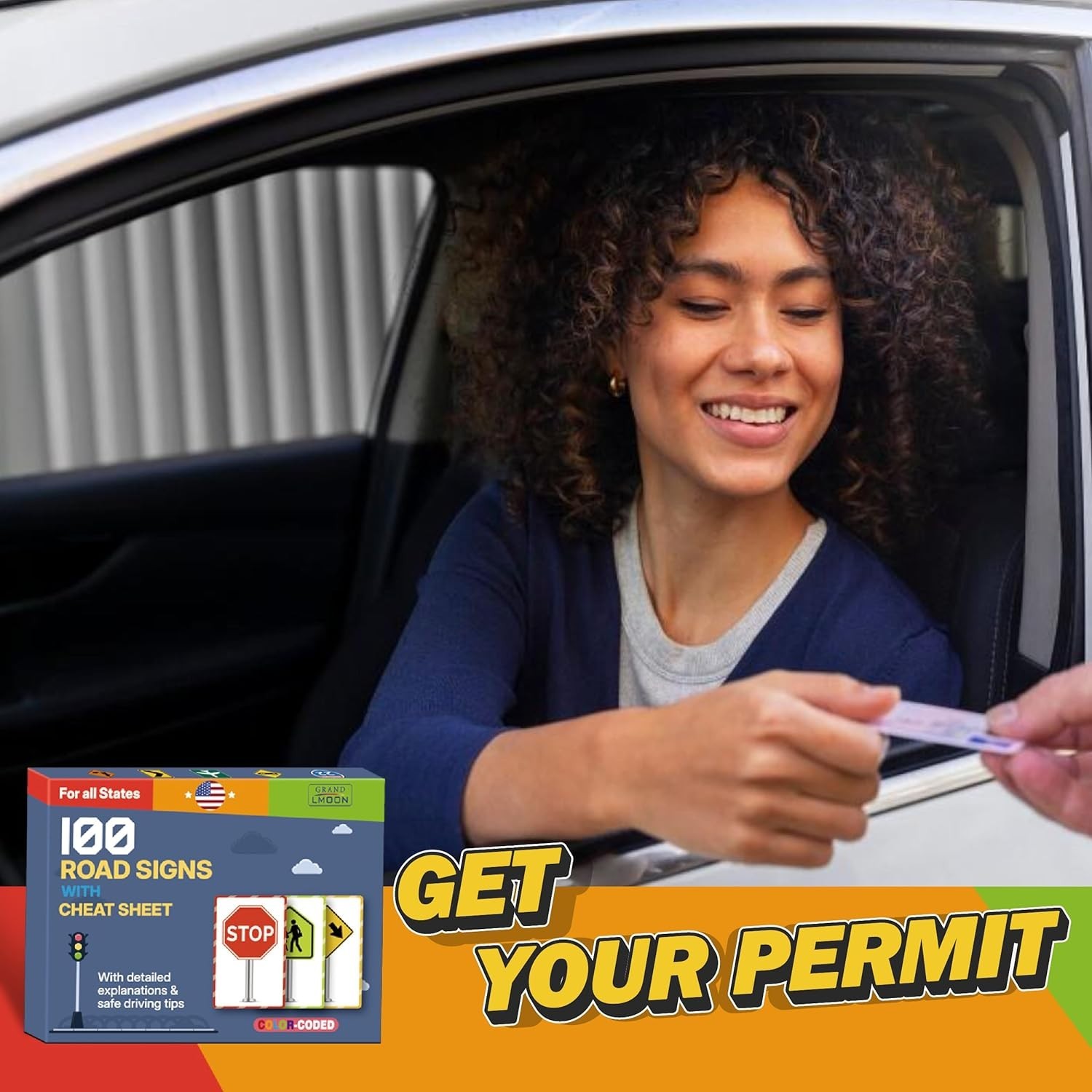 Portable 100 Road Sign Flash Cards and Cheat Sheet – Drive Safely & Effectively