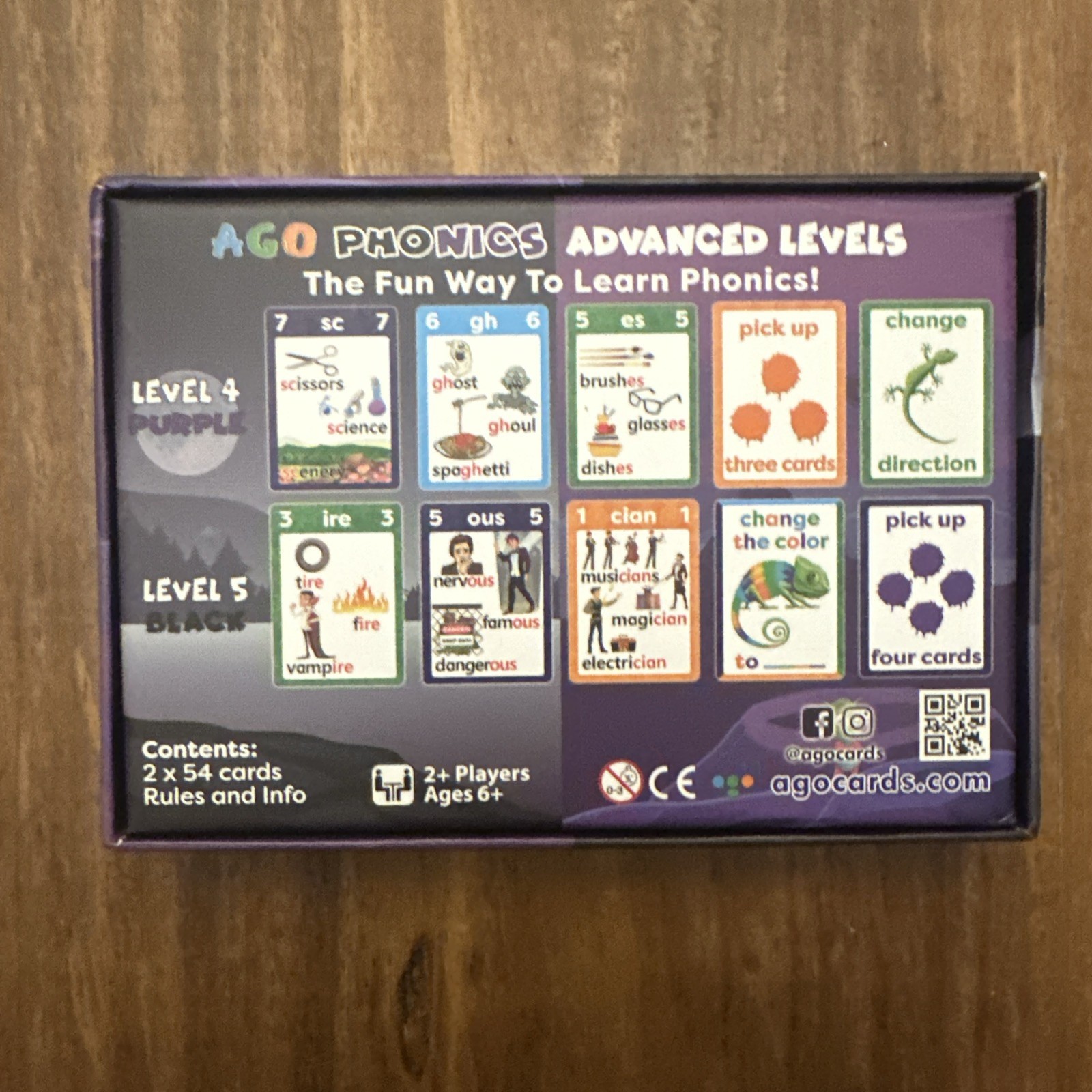 AGO Phonics Card Game Advanced Levels 4-5 Build Reading Skills, Learn Words New