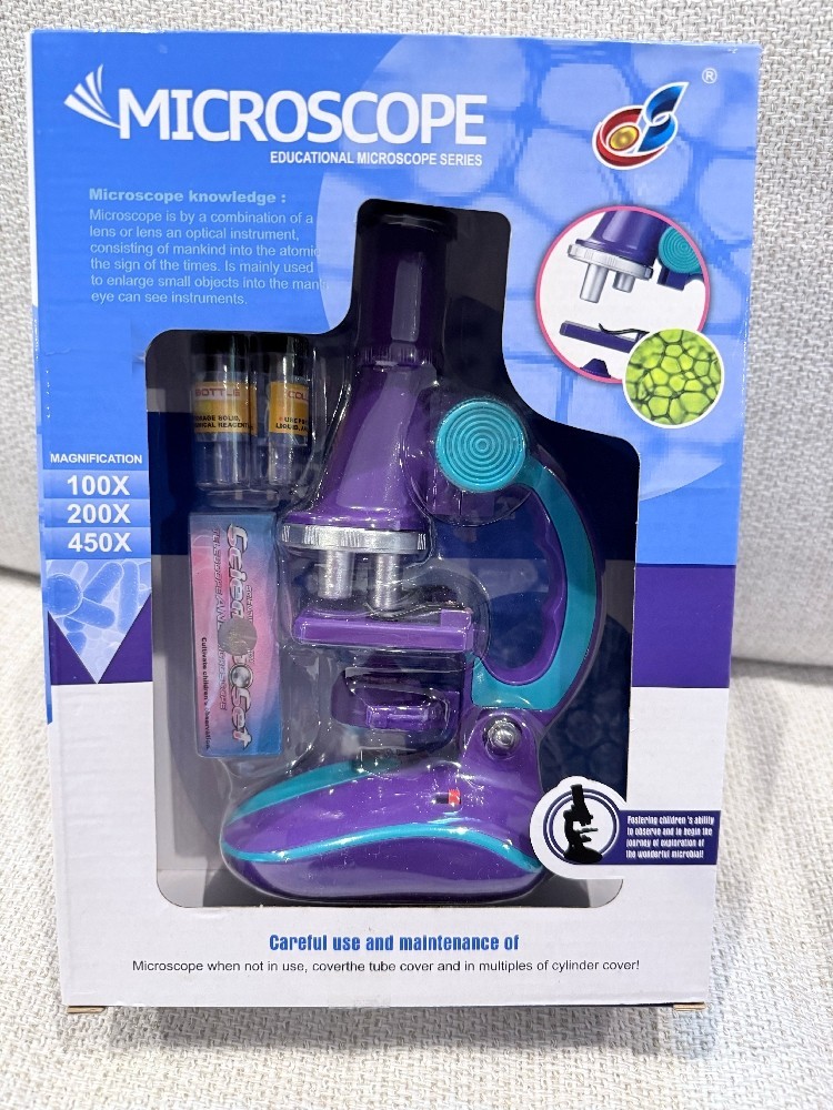 11-pc Kid’s Educational Microscope Set 100x, 200x, 450x Magnification, 8+, NIB
