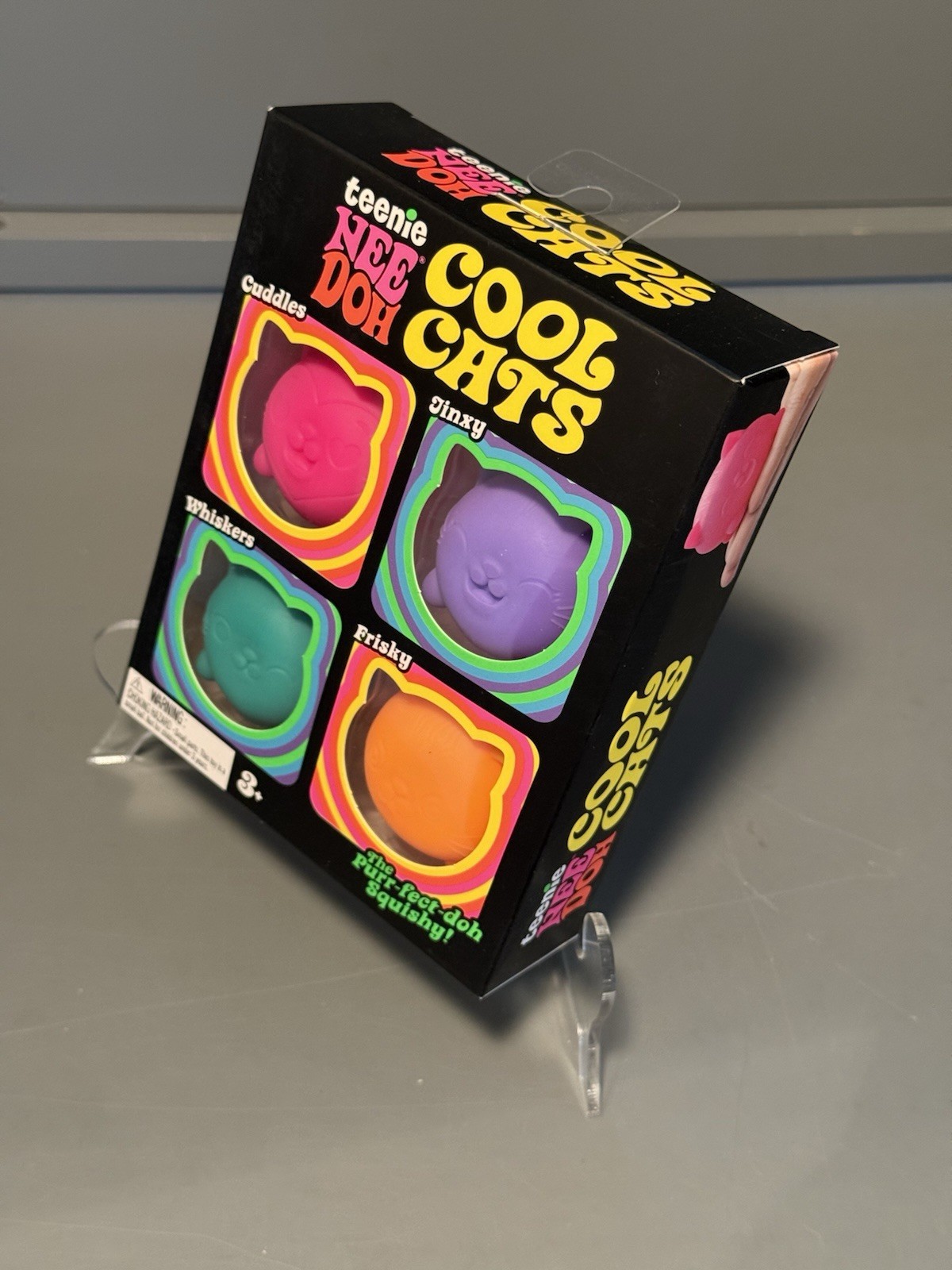 Nee Doh NIB Authentic Teenie Cool Cats 4 Colors Pink Purple Green Orange HTF ▶️