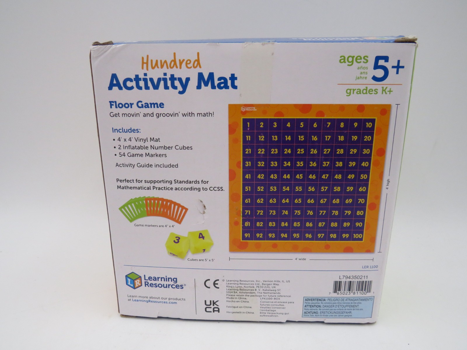 Learning Resources Hundred Activity Mat 57 Pieces Ages 5+ Math Learning NEW