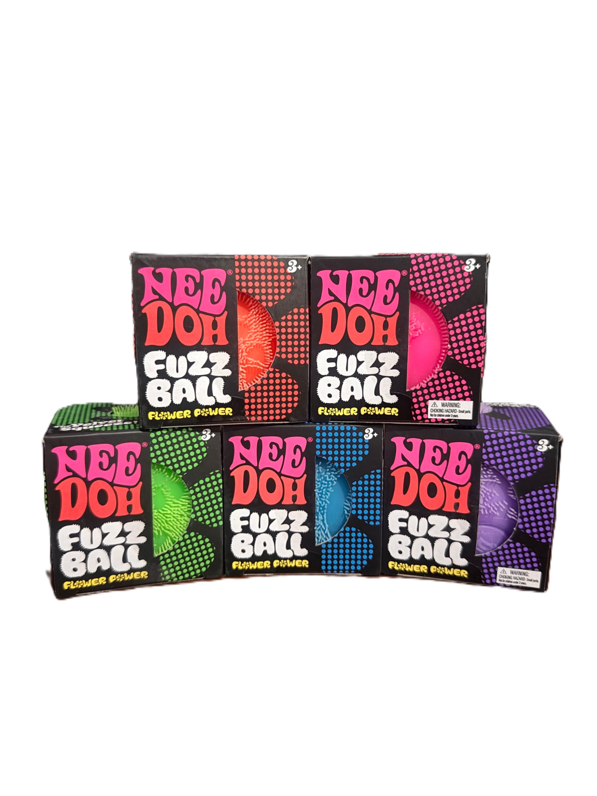 LOT OF 5: Nee Doh Needoh FUZZ BALL Flower Power The Velvet Squeeze Fuzzball NEW