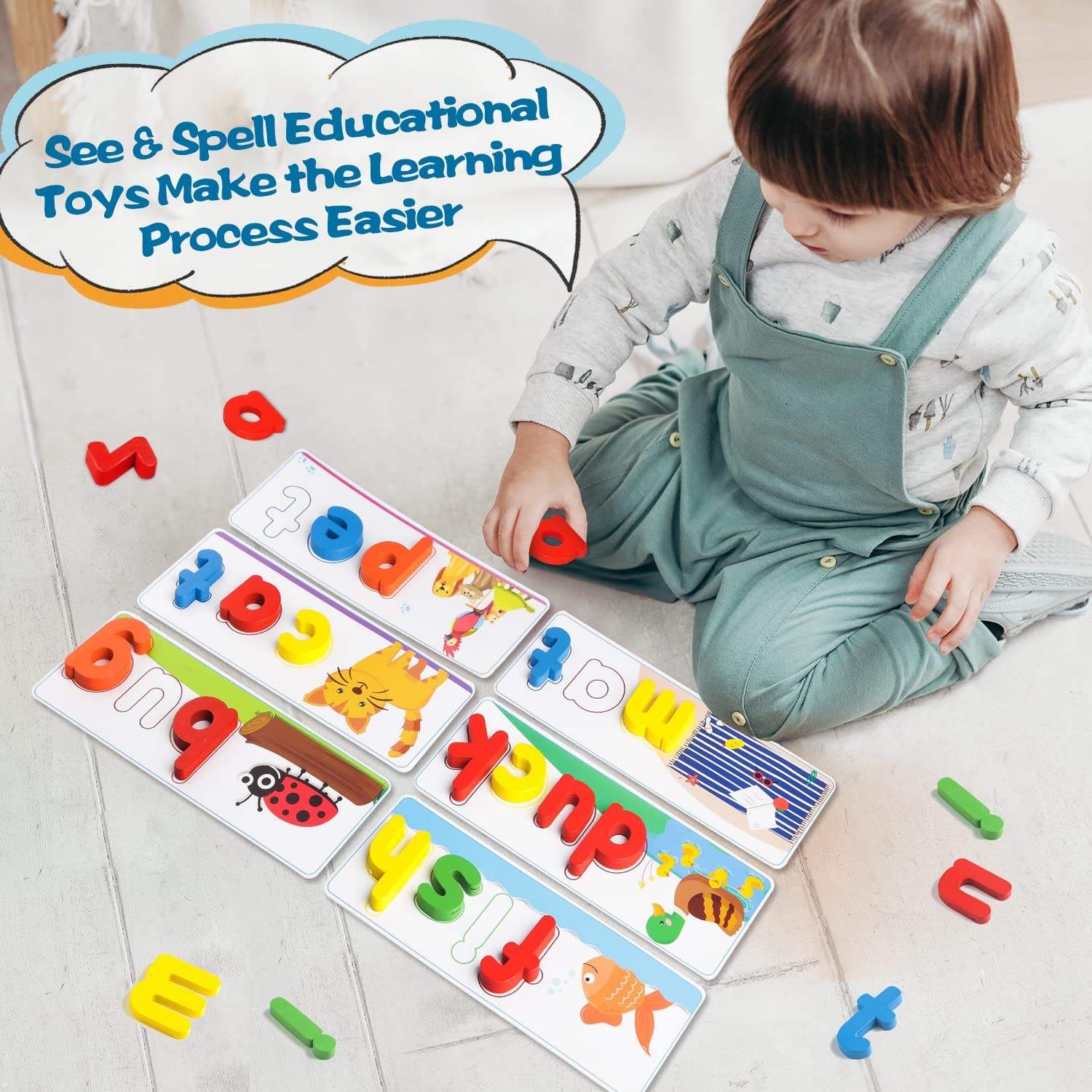 Learning Educational Toys for 3 4 5 6 Years Old Boys Girls, See & Spell Match…