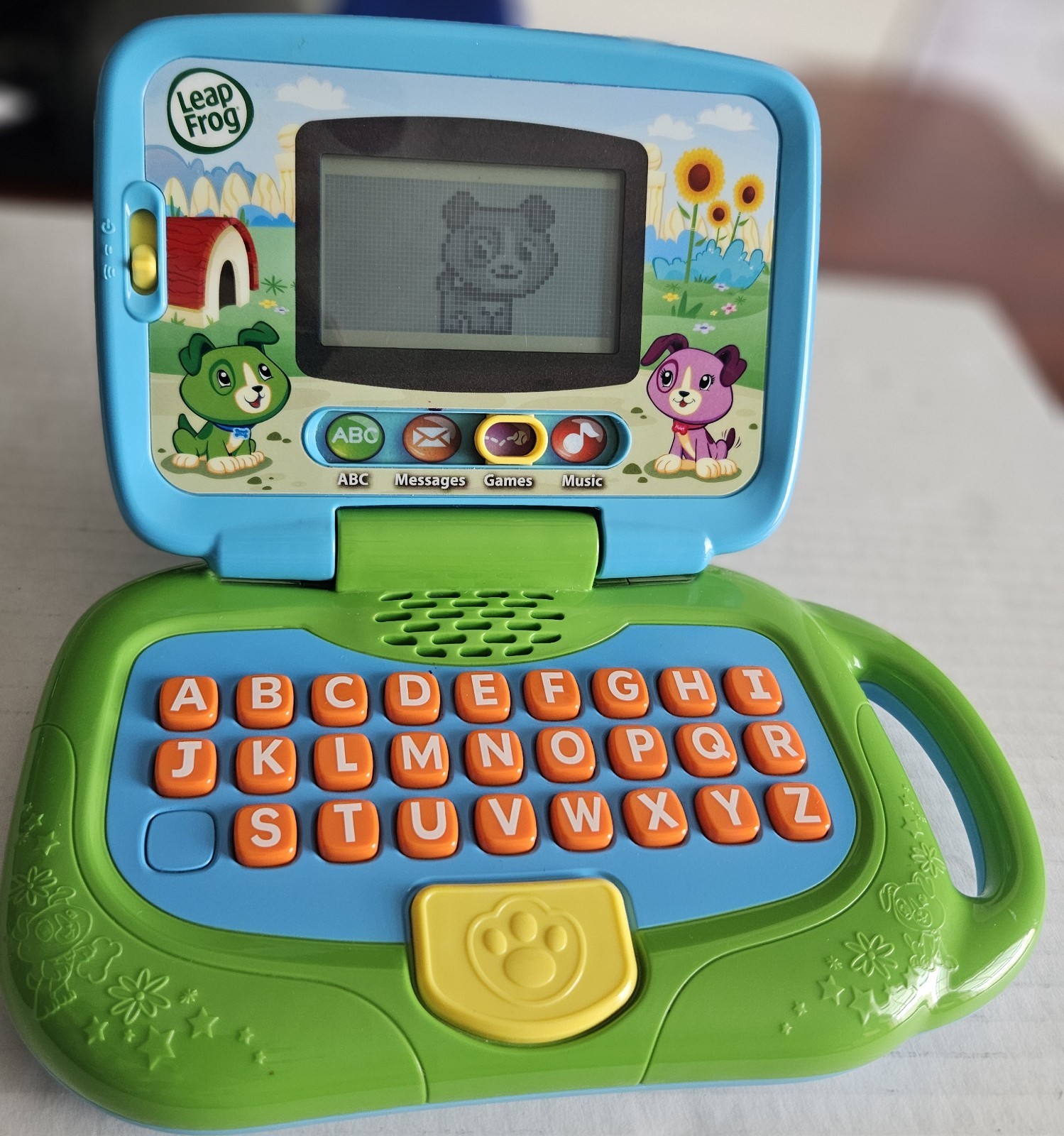 LeapFrog My Own Leaptop Green Blue Learning Laptop Toddler Toy Tested Works