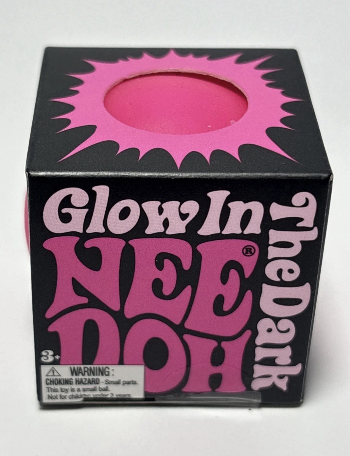 Needoh Teenie Single – Sensory Squeeze Toy – Mini Glow In The Dark – Pink
