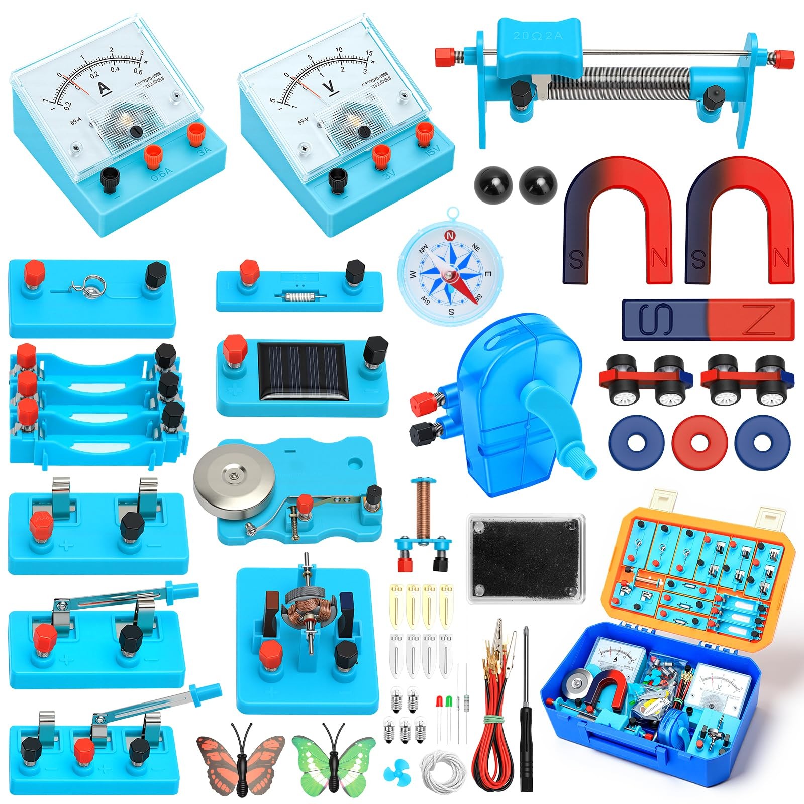 Science Magnet Kit for Students with Bar/Horseshoe/U Shaped/Iron Filings/Comp…