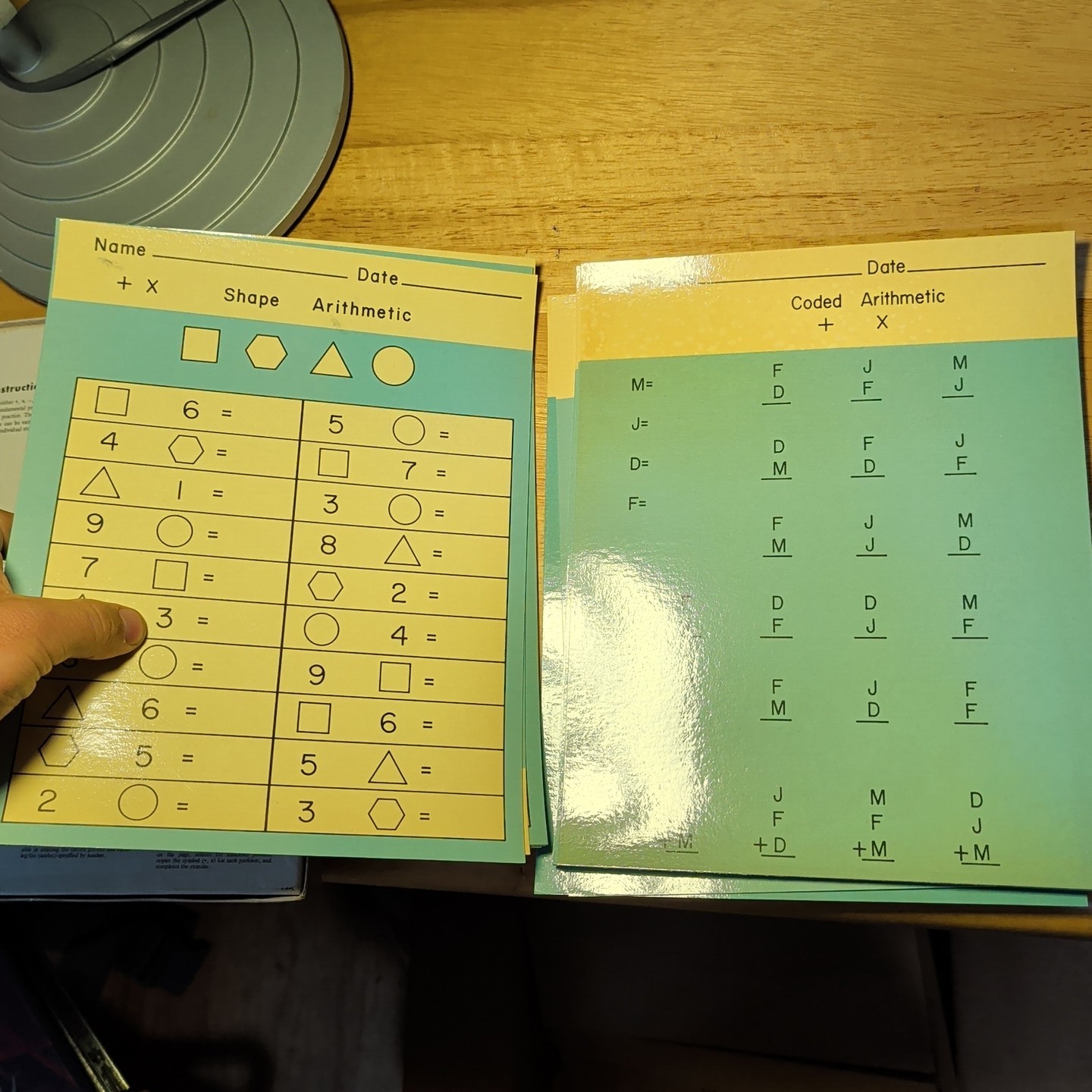 Vtg Large Arithmetic Math Drill Cards Plastic-Coated Reuseable Homeschool In Box
