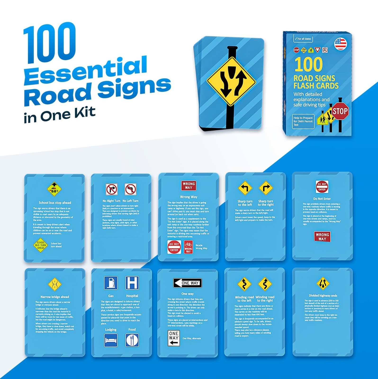 Road Signs Flash Cards – Safe Driving Tips & Explanations – Perfect Teen Gifts
