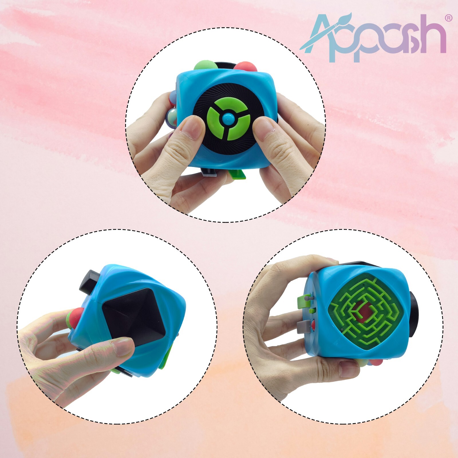 Fidget Cube Stress Anxiety Pressure Relieving Sensory Toy for Focus[Blue]