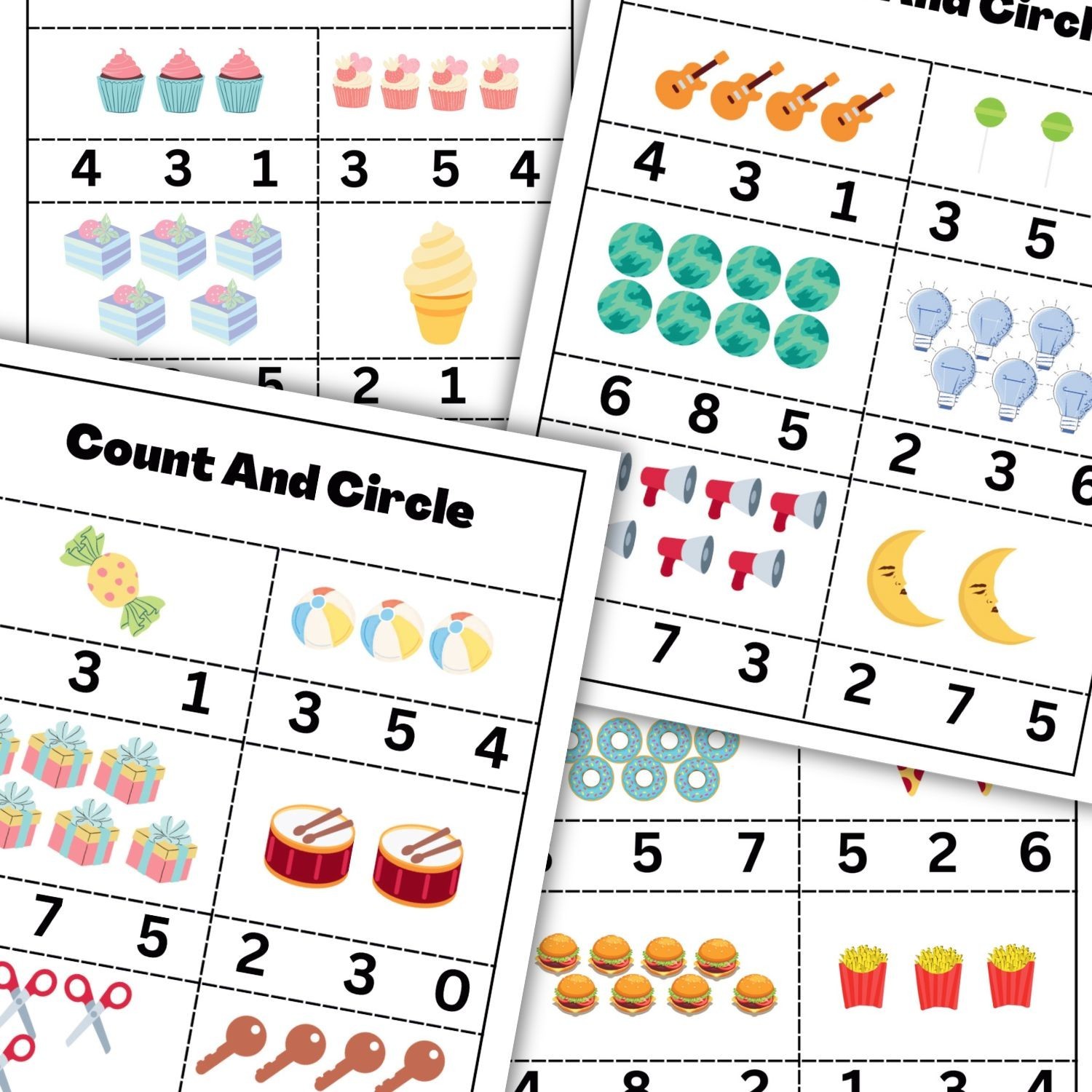 Count and Write & Count and Circle Worksheets | Kids Math Activity Printable