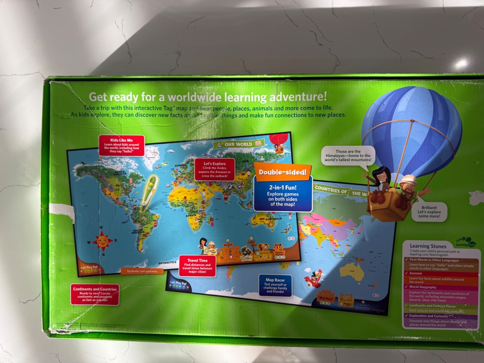 Leap Frog Interactive Jumbo World Map 2 Sided Tag Read System Pen Not Included