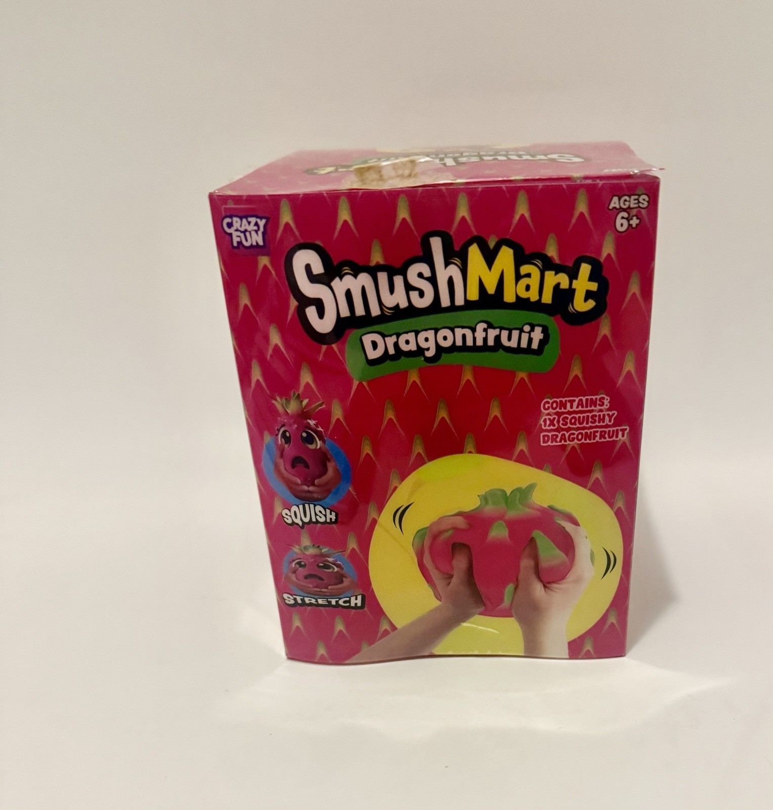 SmushMart Dragonfruit Squishy Squeezy Squeeze Toy Pink Green Ages 6+