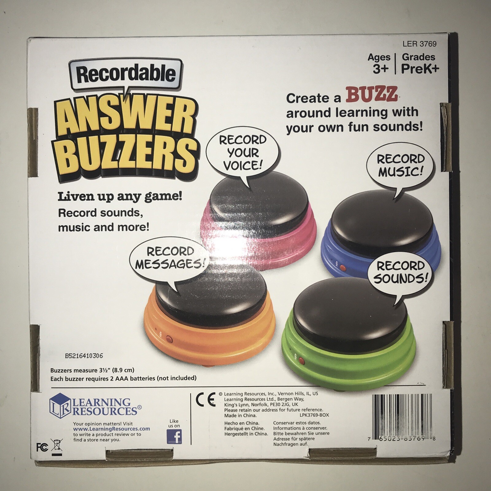4 Boxes New Learning Resources Recordable Answer Buzzers (16) Subject: Learning