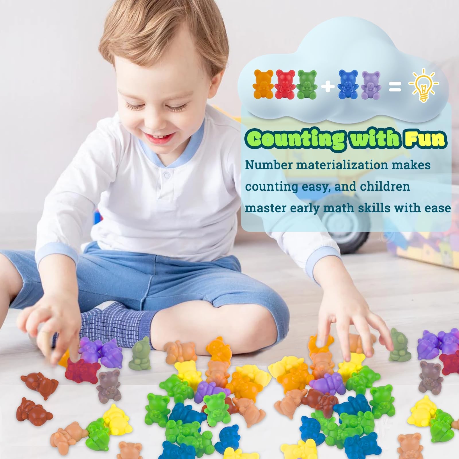 XINHUIDALSQ Rainbow Counting Bears Set of 60, 6 Colors Sorting Teddy Plastic …