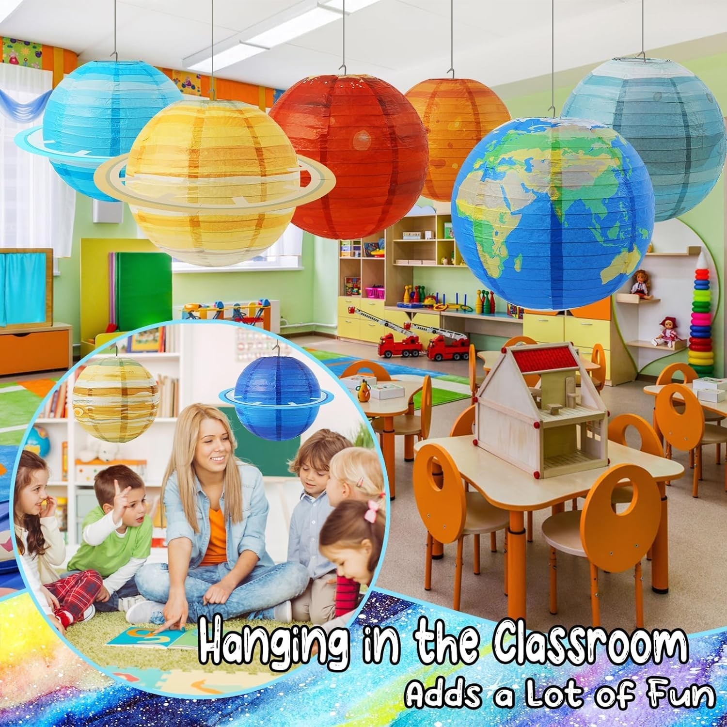 Space Planet Paper Lanterns 12 in Solar System Hanging Decor Out of This Worl…