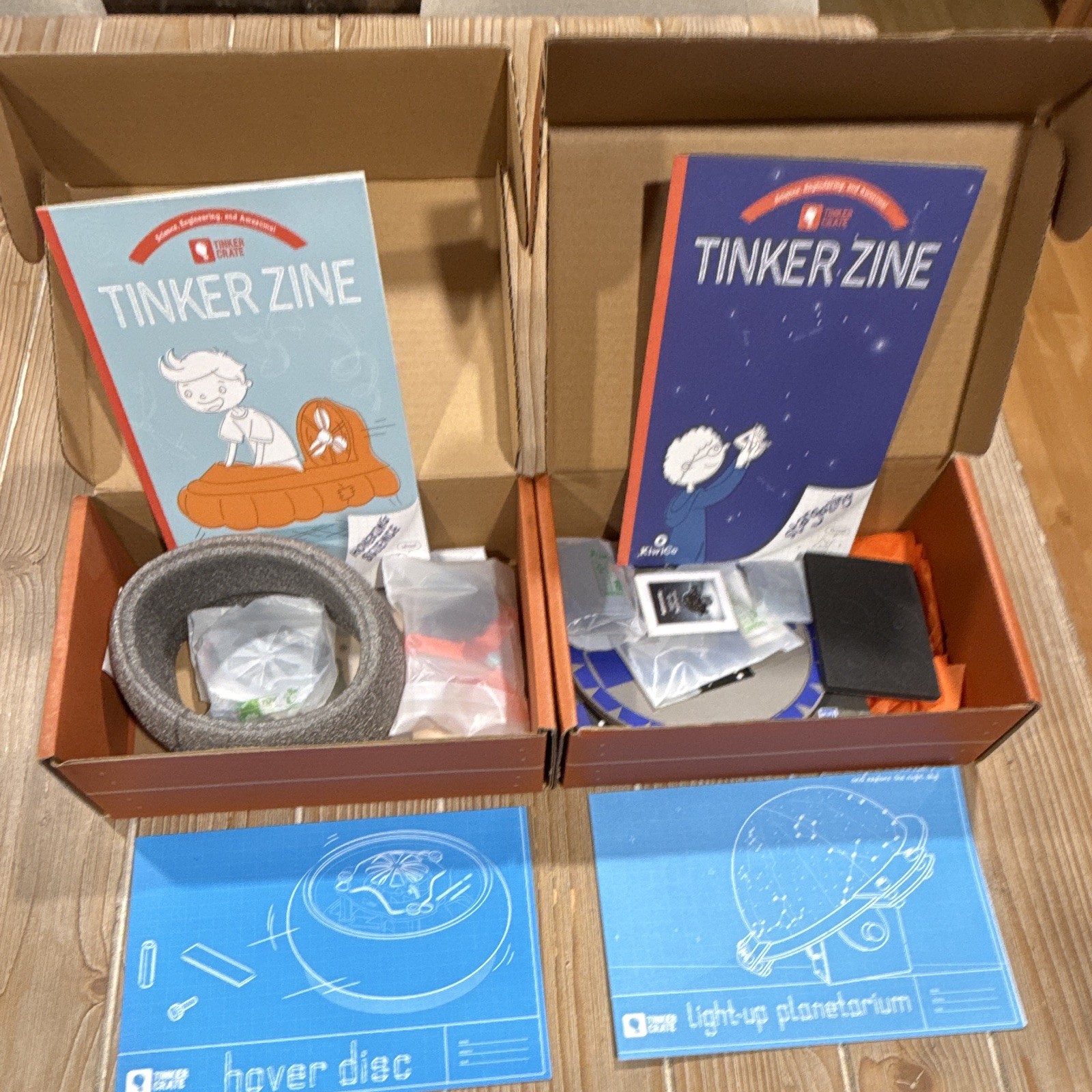 KiwiCo Tinker Crate Lot of 2 Hover Disc & Light-Up Planetarium STEM Science Kits