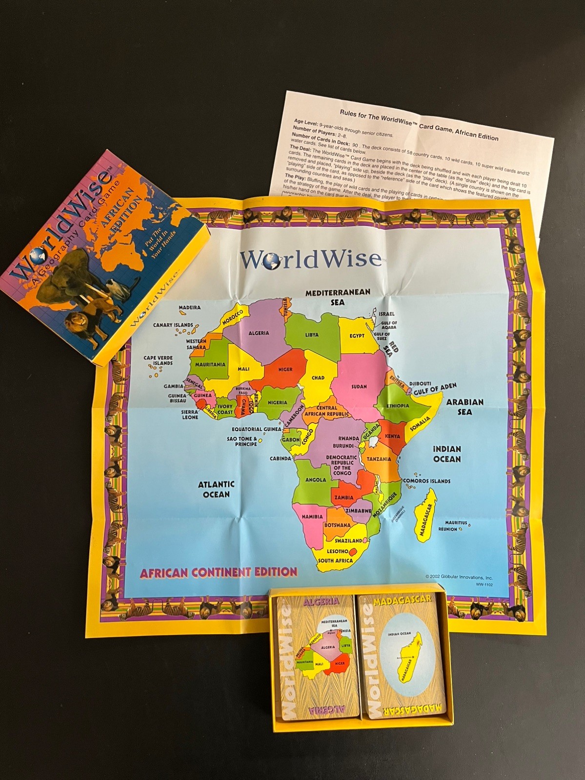 WorldWise Geography Card Game – African Edition -2-8 players-Ages 9+ – Complete