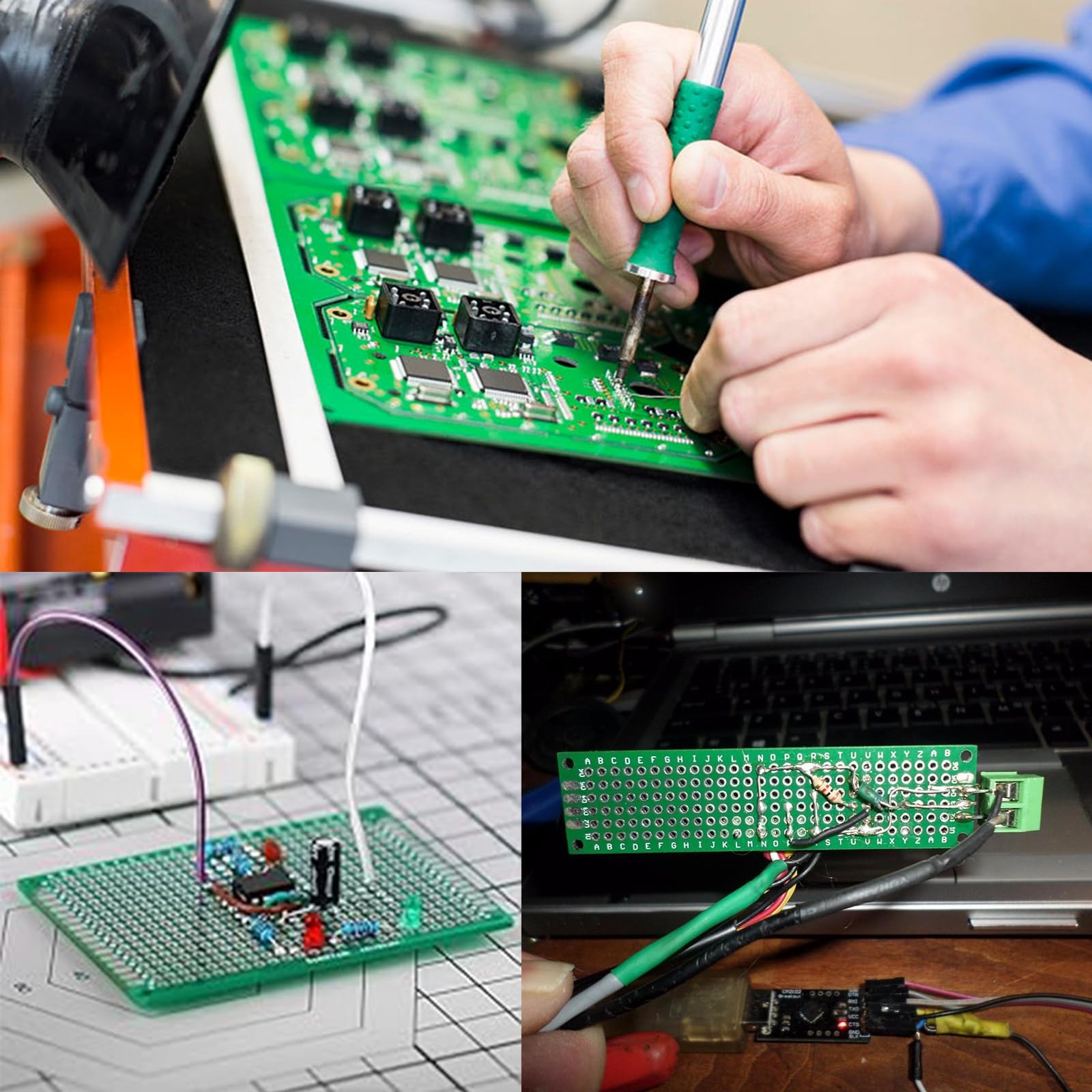 174-Piece PCB Circuit Board Prototype Kit, Double-Sided Perf Boards in 6…