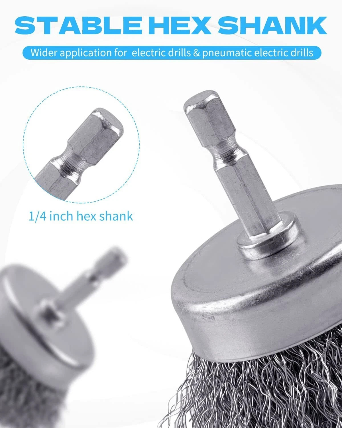 60 Pack Rocaris Carbon Steel Wire Wheel Brush Set – Cup, Wheel, and Pen Brushes