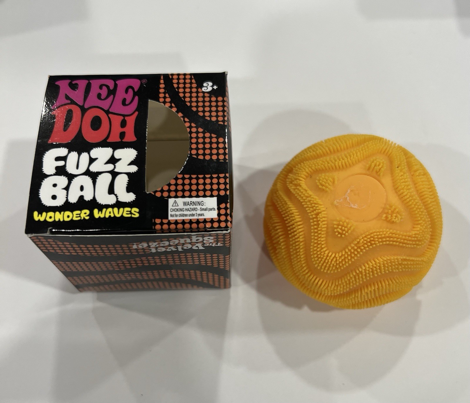 NeeDoh Fuzz Ball Wonder Waves Orange Sensory Toy with Velvet Texture Schylling