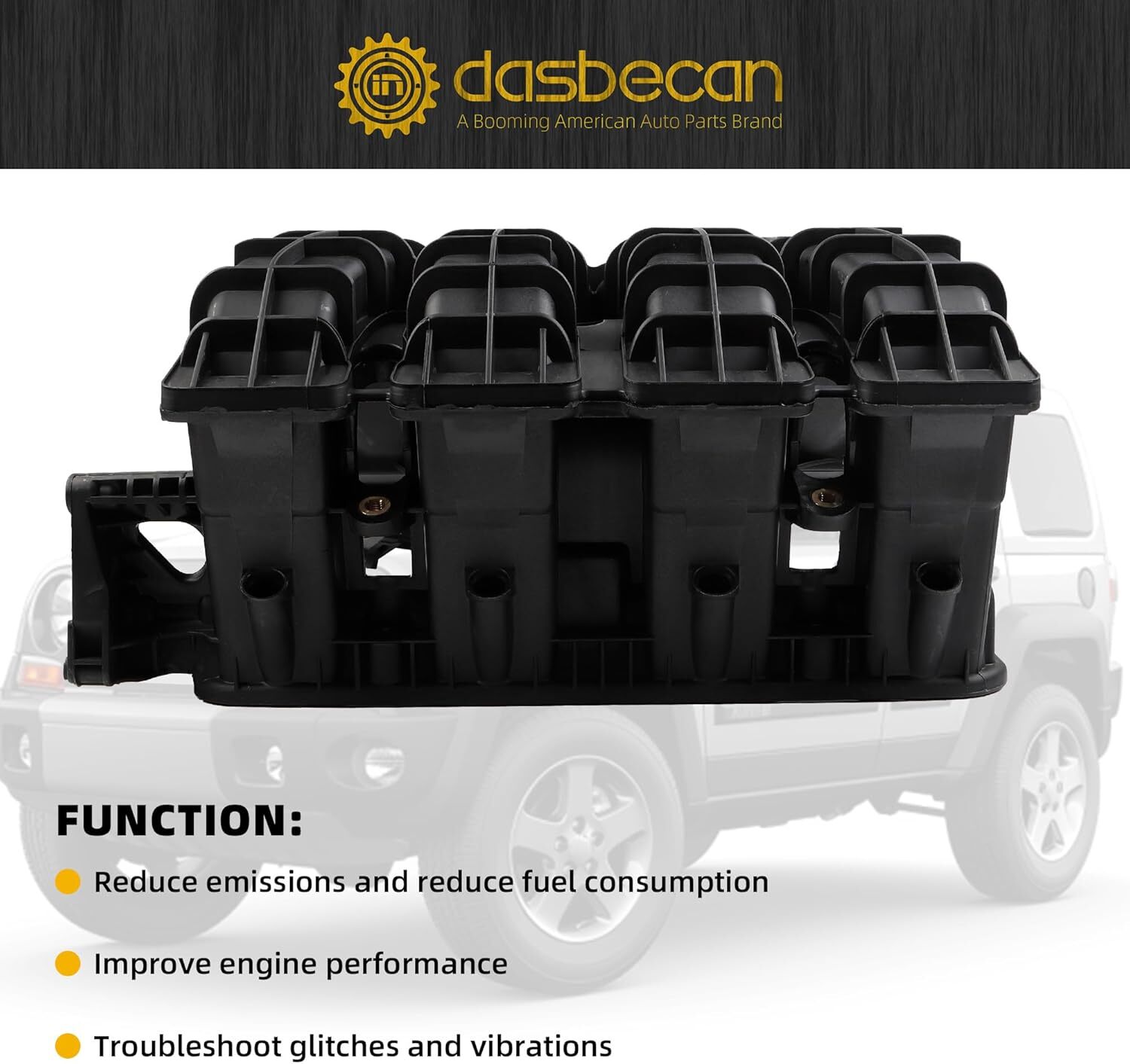 Dasbecan Engine Intake Manifold with Flow Control Valve Air Pressure Sensor