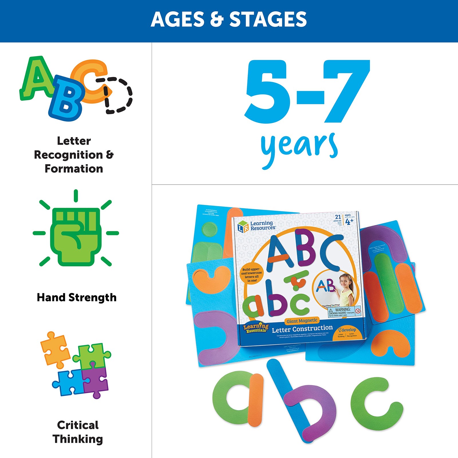 Learning Resources Giant Magnetic Letter Construction – Alphabet Magnets Letter