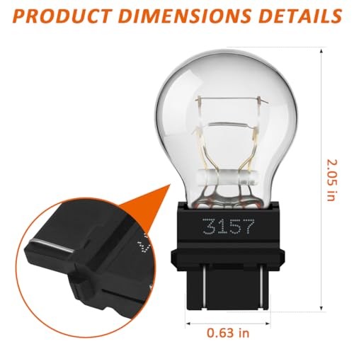2 Pack 3157 Tail Light Bulb, 12V 3000K/P27-7W Brake Light Bulb, Replacement
