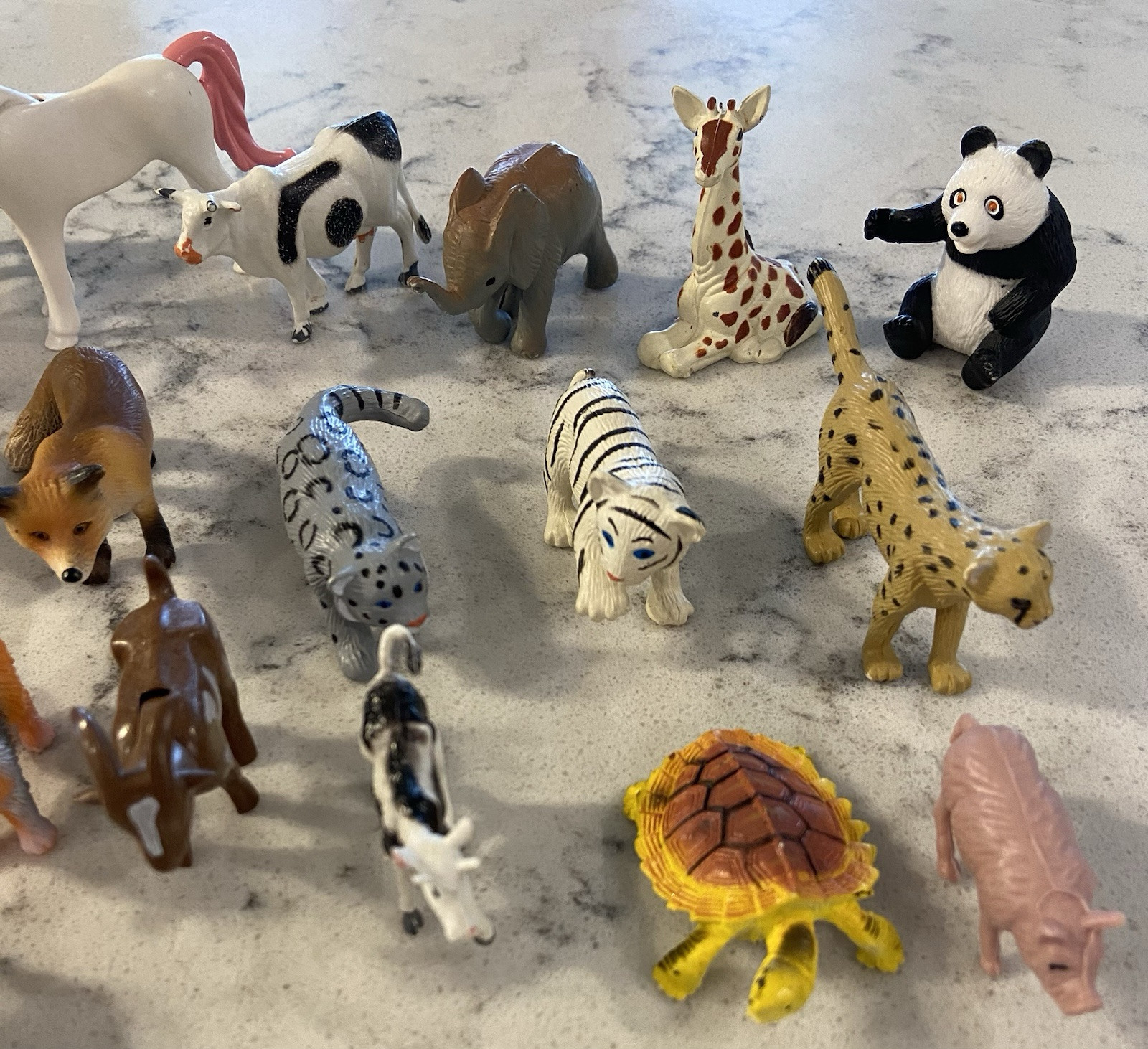 26 Miniature Plastic and Rubber Wild Animals, Zoo Animals, Panda’s, TIGER, MORE