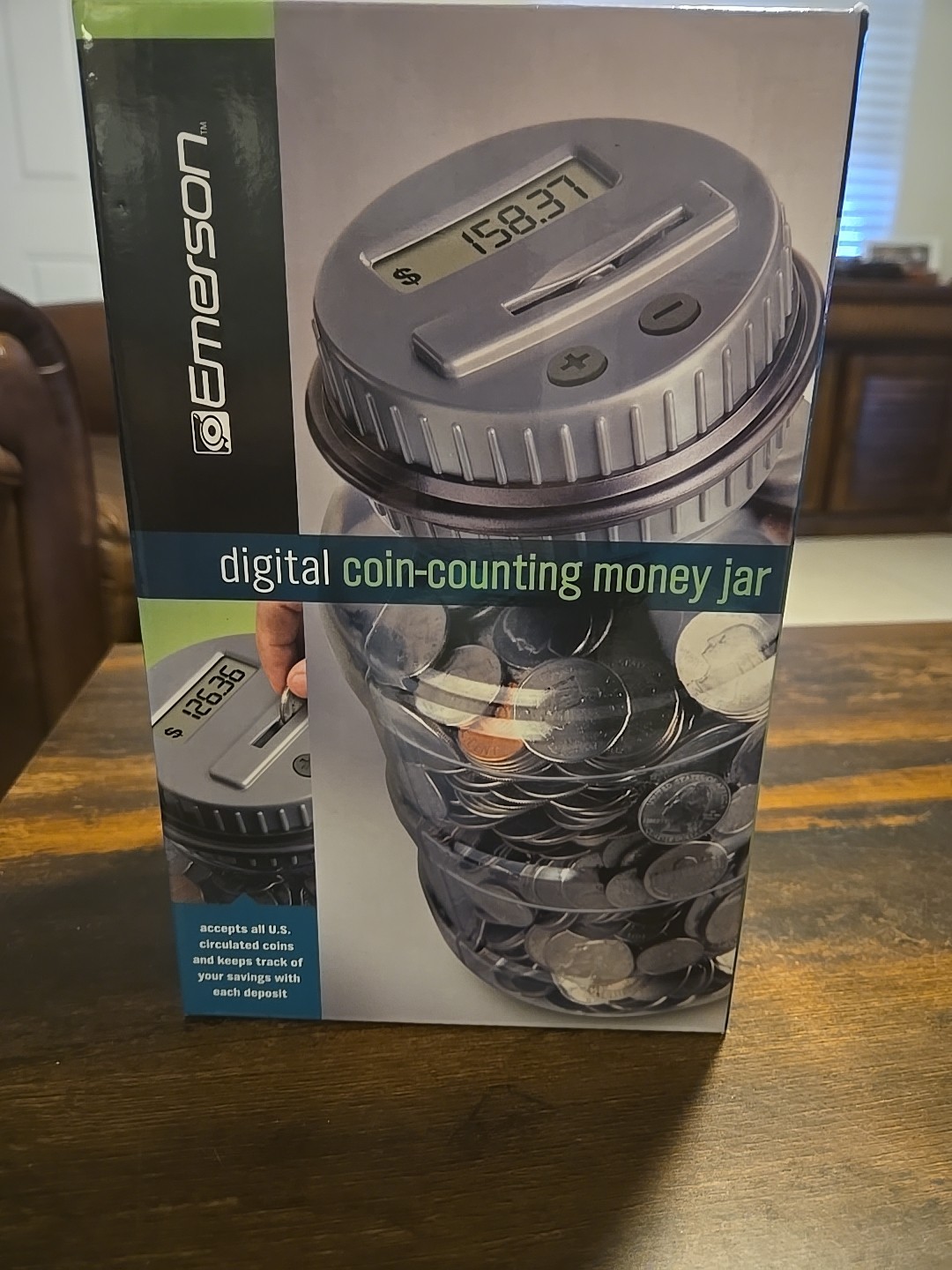 Emerson- Digital Counting Money Jar Automatically Calculates And Displays Coins