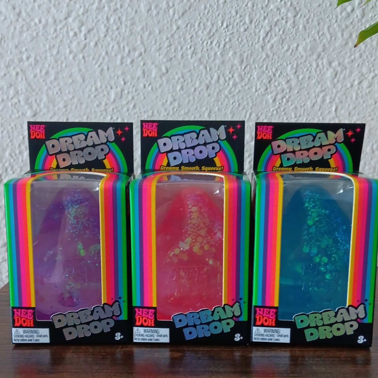 🌈 Set of 3 assorted NeeDoh Dream Drop sensory toys-Blue, Purple, & Pink