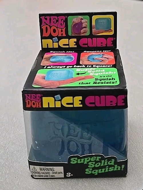 Nee Doh Nice Cube Blue Ice Super Solid Squish Authentic NEW
