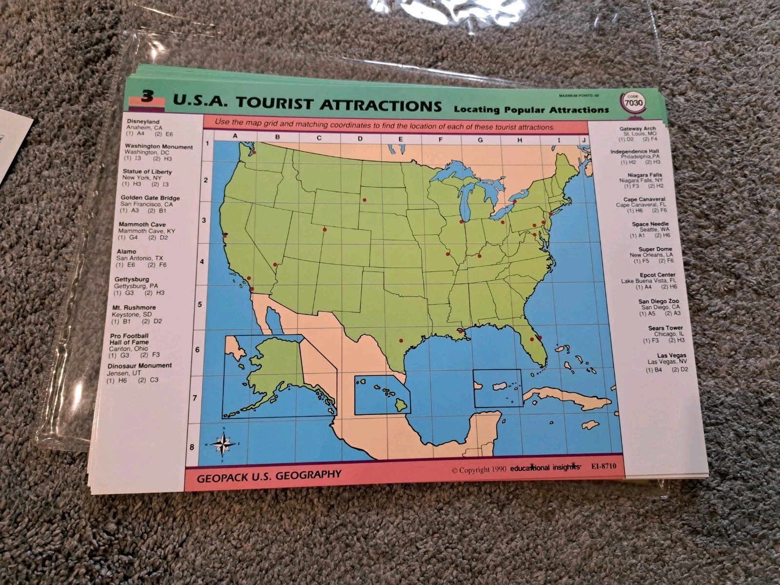 Electronic Geosafari More U. S. Geography Cards 20 Lesson Cards Game