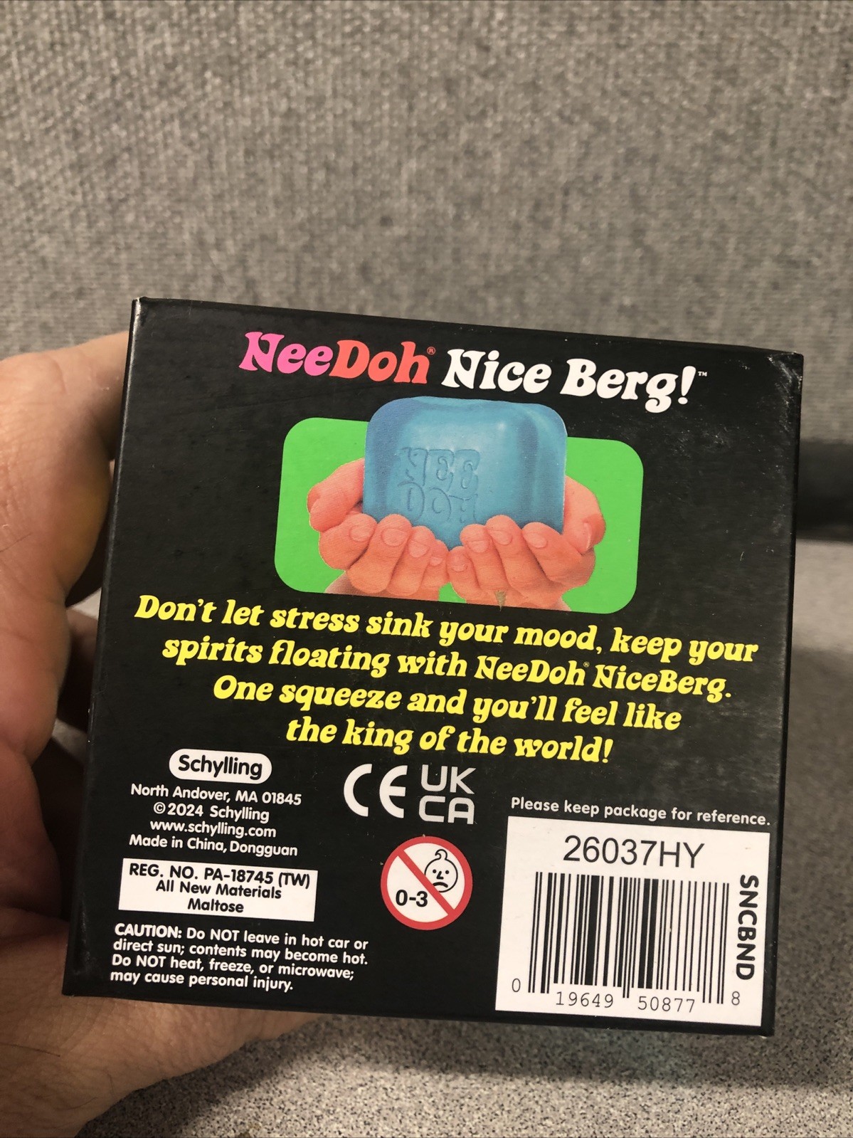 Schylling NeeDoh Nice Berg Blue Giant Nee Doh Solid Squish Cube Ice Block Nip