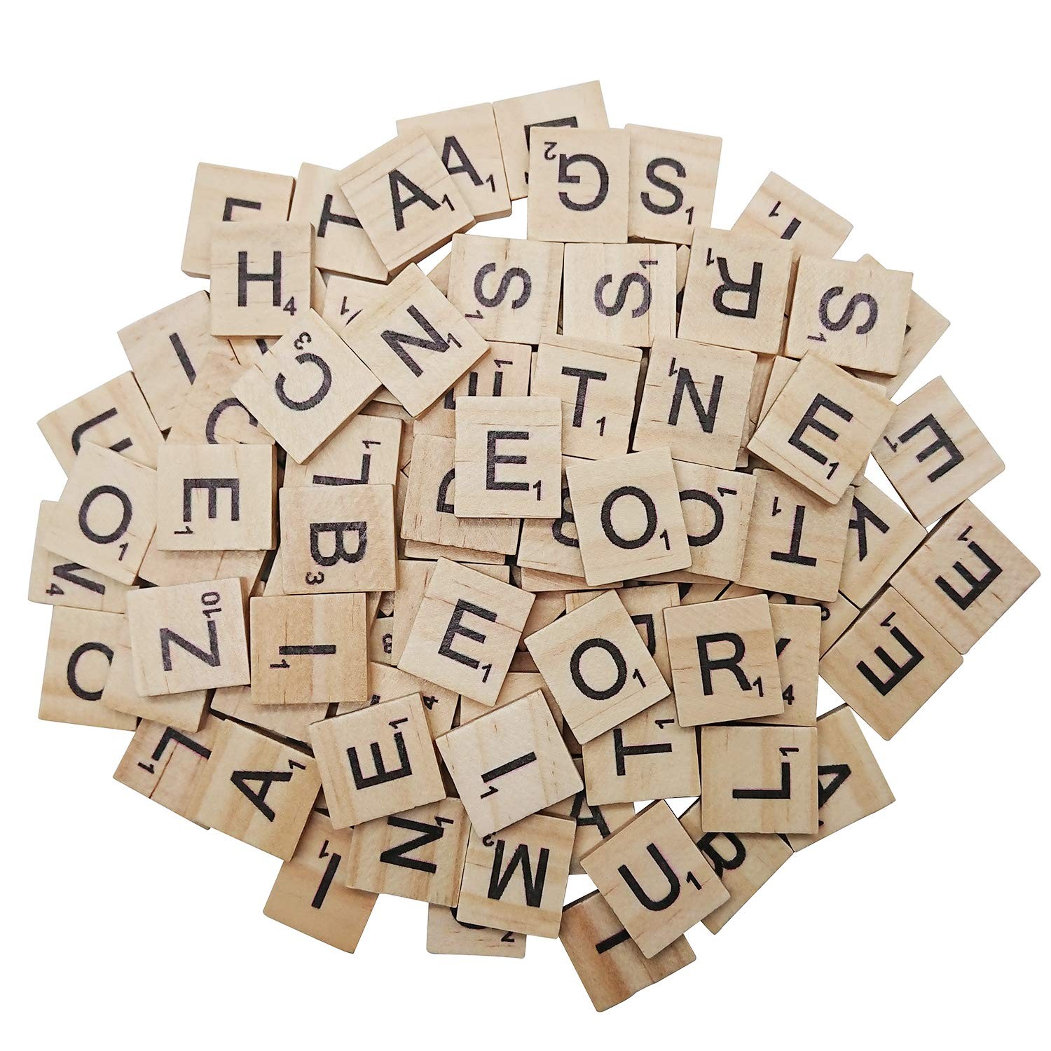 MANSHU 300PCS Wooden Tiles, Letters for Crafts, 4 mm(Pack of 300), Wood Color